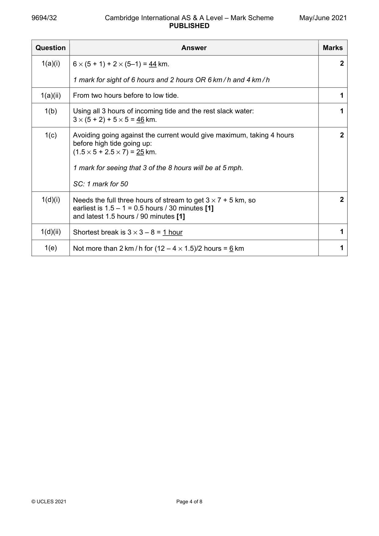 Mark scheme, page 4 of 8