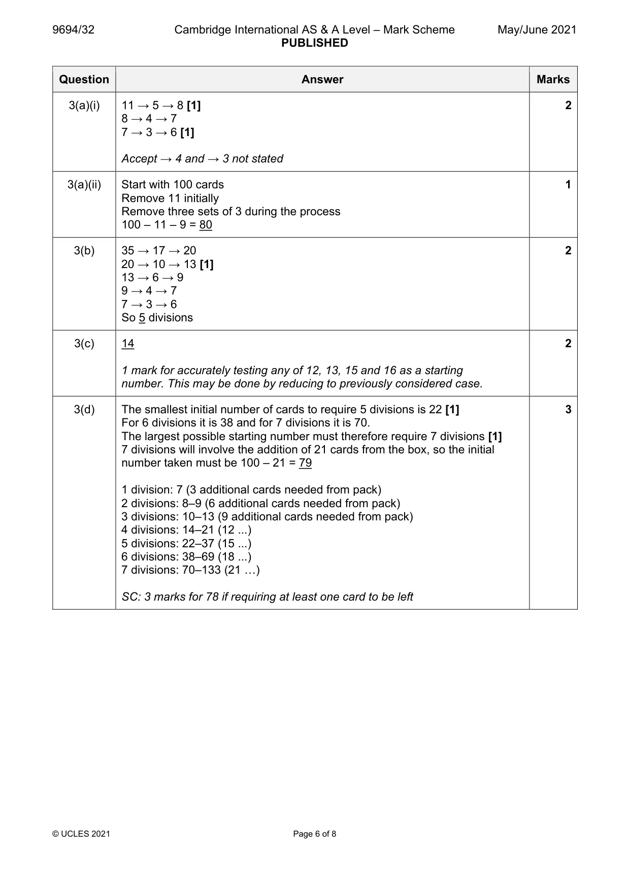 Mark scheme, page 6 of 8