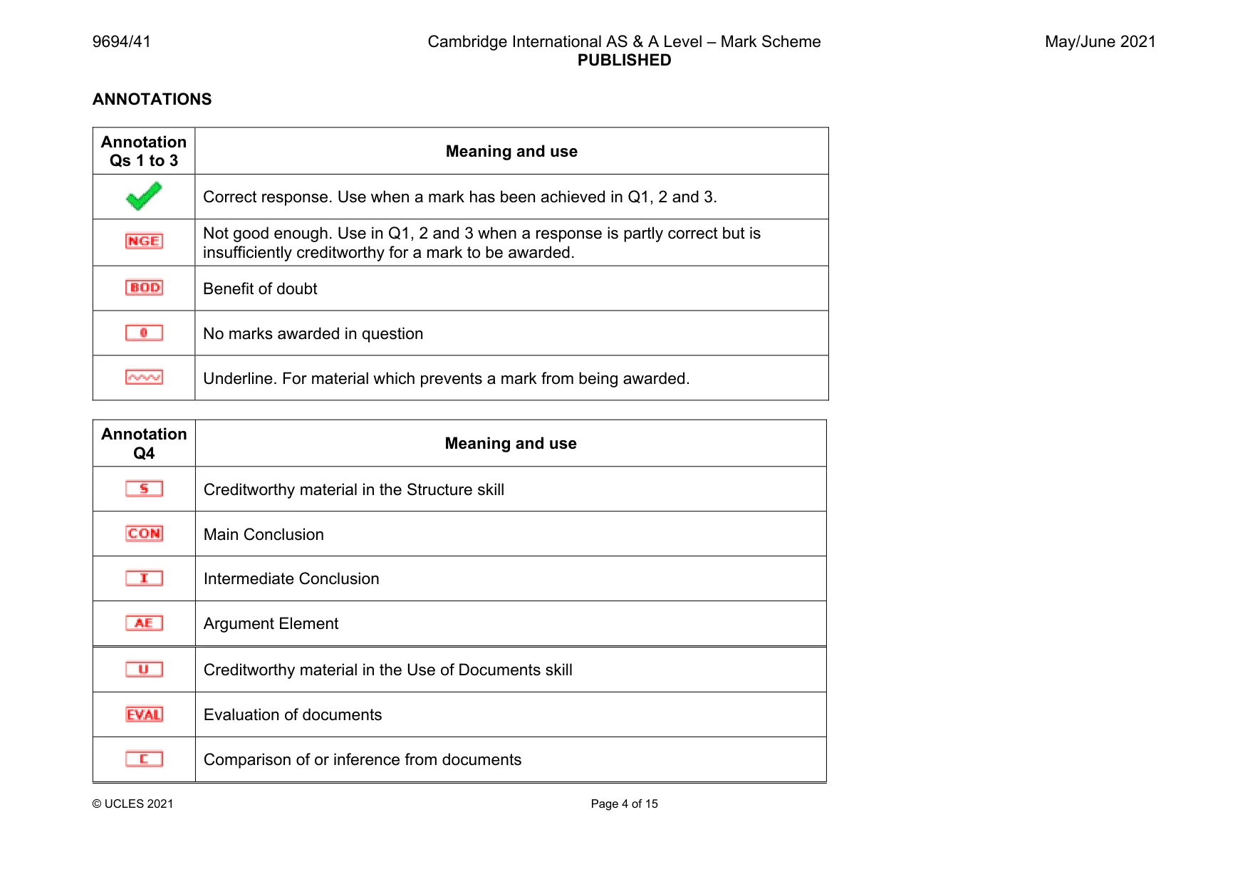 Mark scheme, page 4 of 15