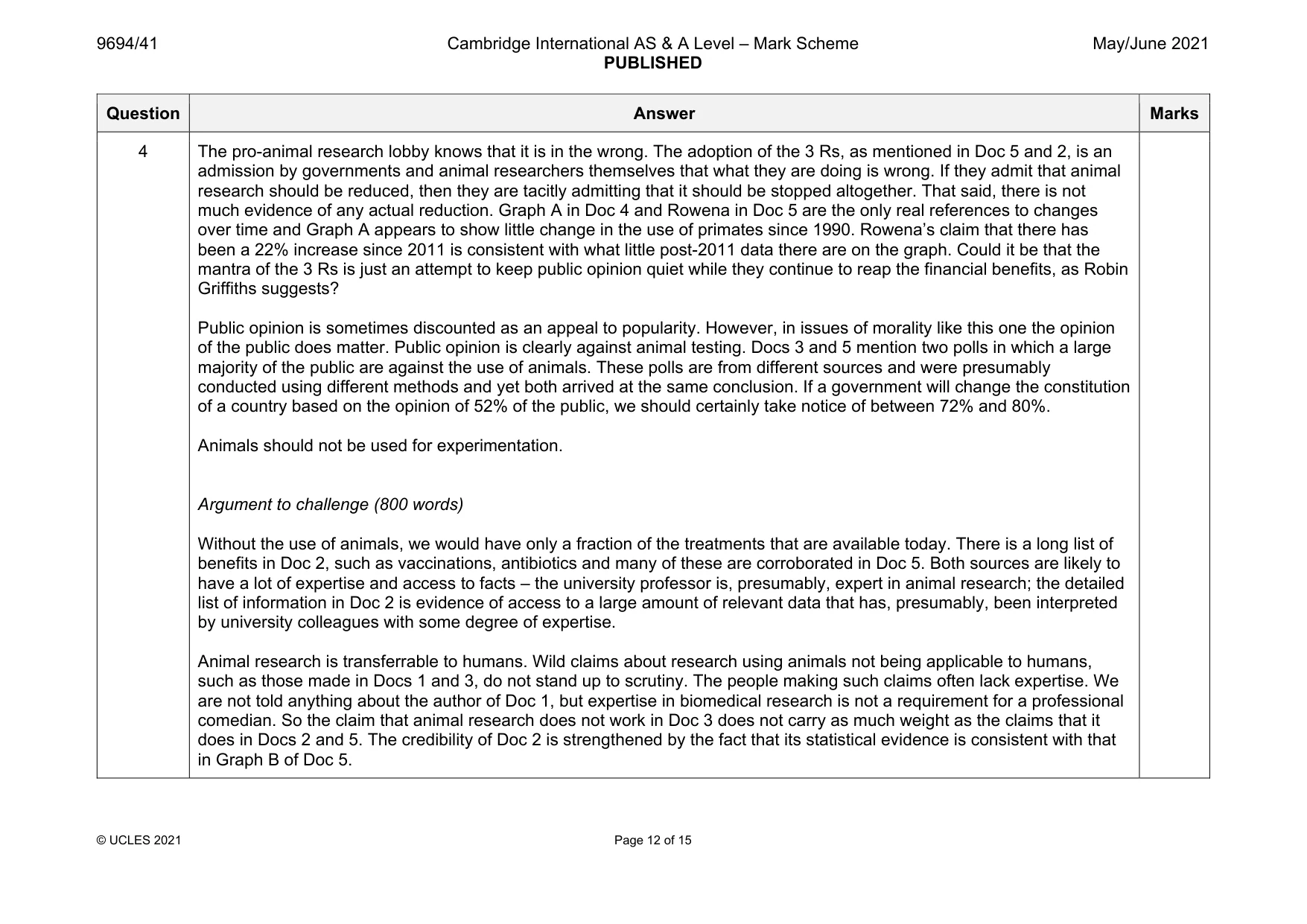 Mark scheme, page 12 of 15