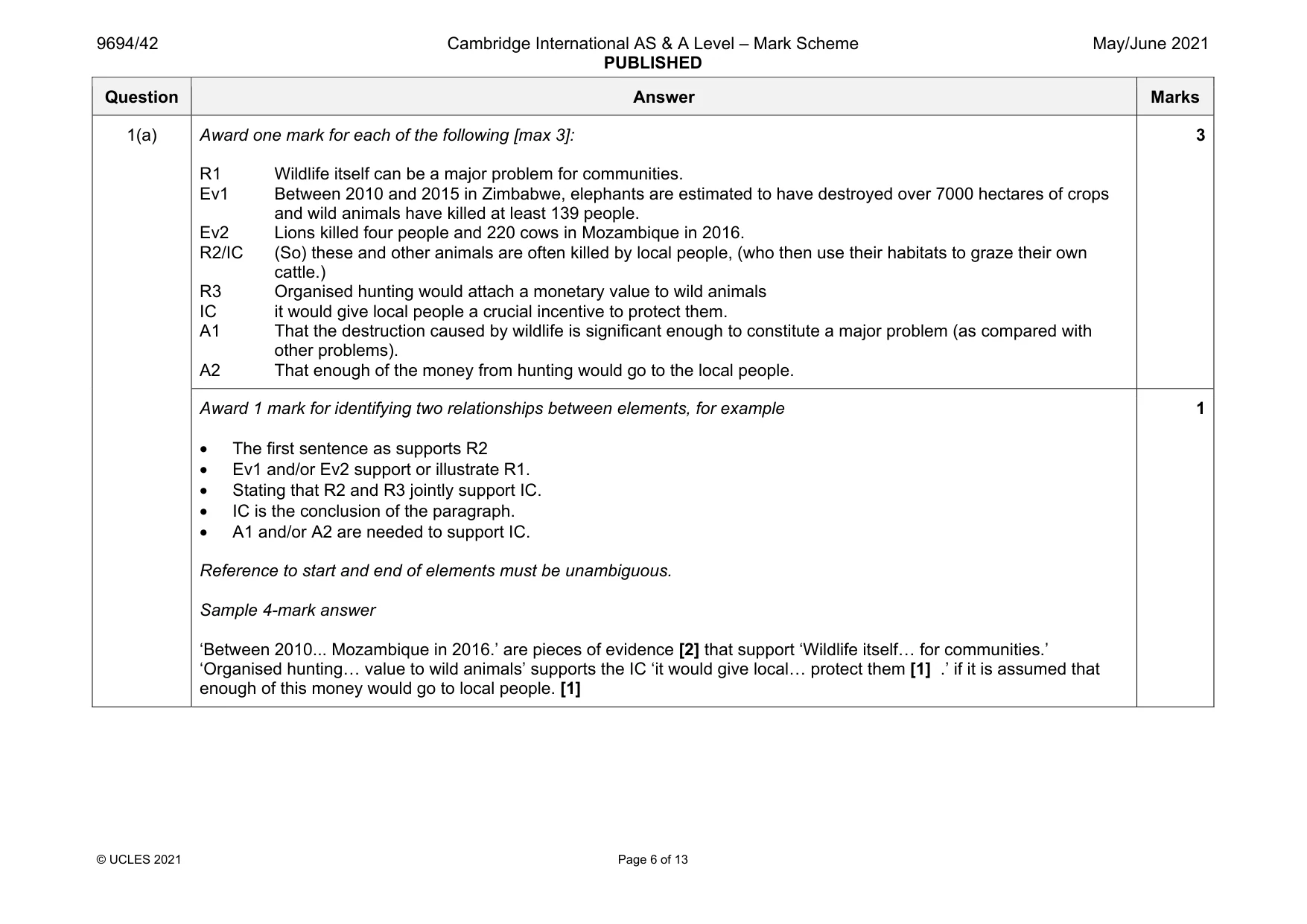 Mark scheme, page 6 of 13