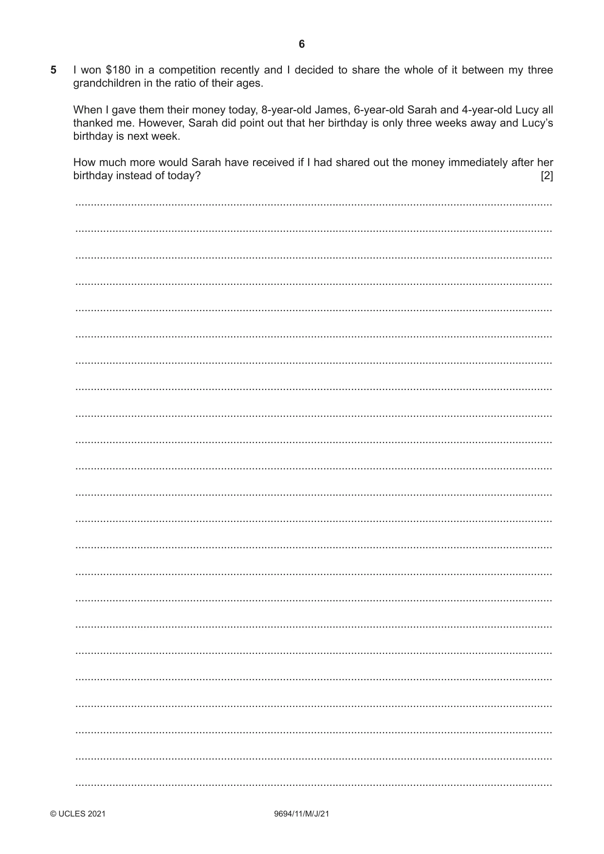 Cambridge A Level Thinking Skills 9694 2021 May/June Paper 1 · Variant 1 question paper, page 6 of 16