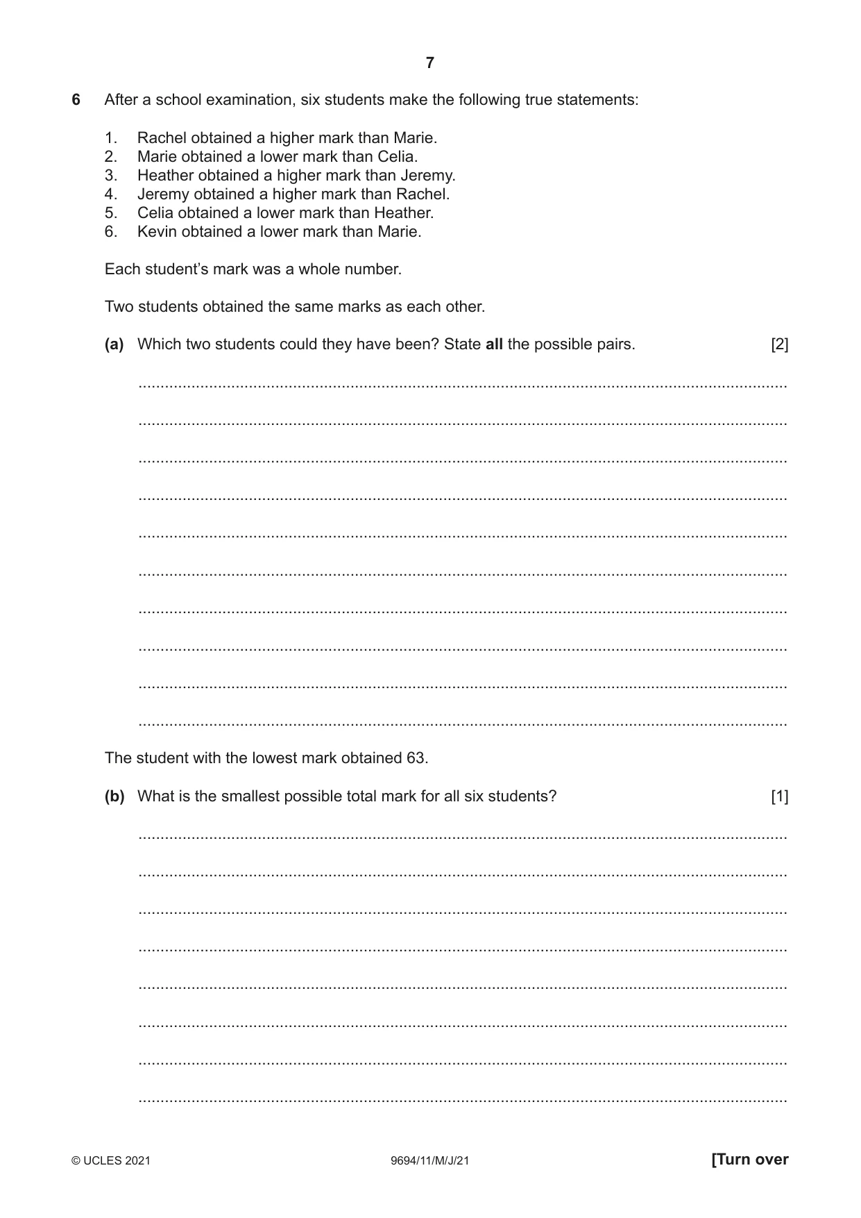 Cambridge A Level Thinking Skills 9694 2021 May/June Paper 1 · Variant 1 question paper, page 7 of 16