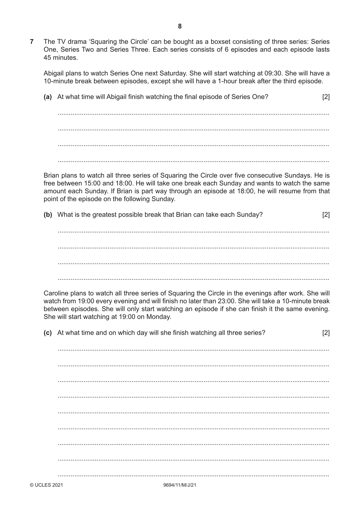 Cambridge A Level Thinking Skills 9694 2021 May/June Paper 1 · Variant 1 question paper, page 8 of 16