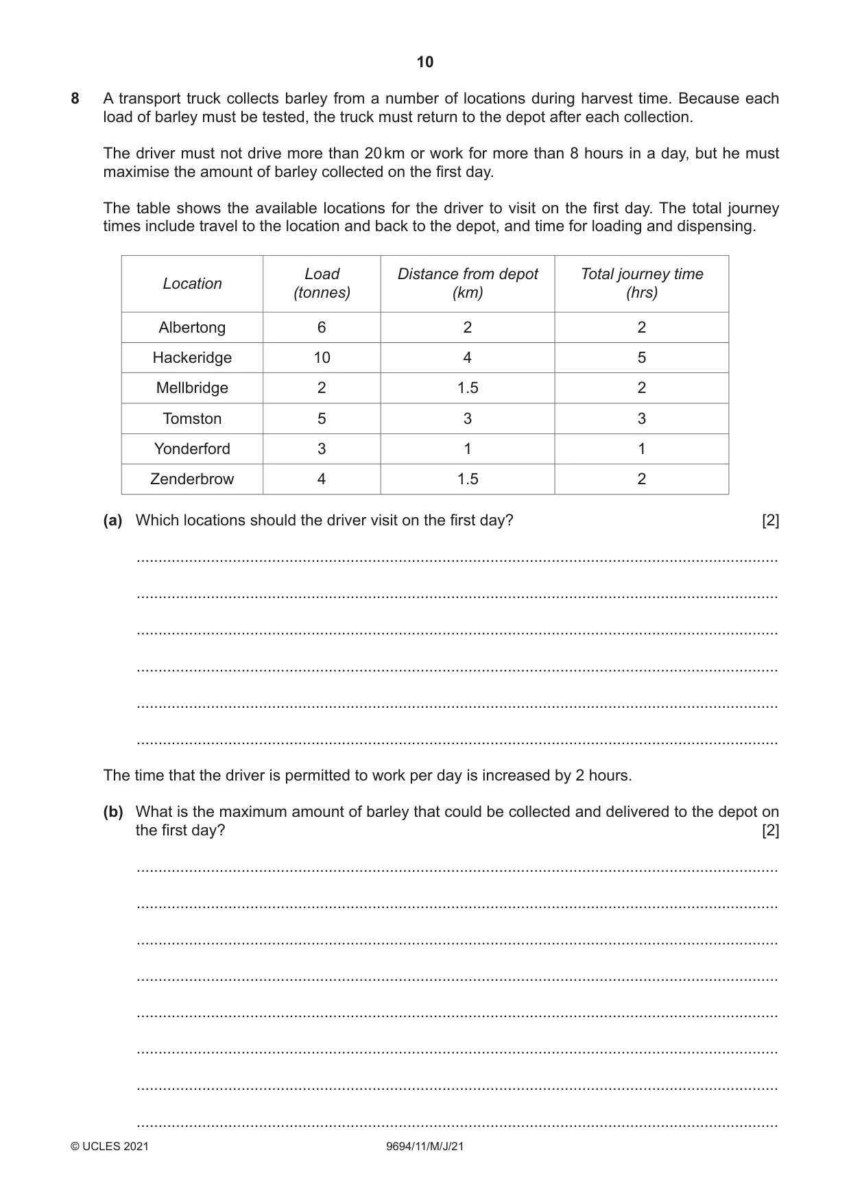 Cambridge A Level Thinking Skills 9694 2021 May/June Paper 1 · Variant 1 question paper, page 10 of 16