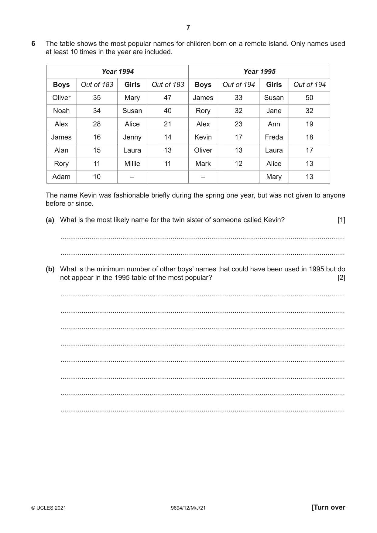 Cambridge A Level Thinking Skills 9694 2021 May/June Paper 1 · Variant 2 question paper, page 7 of 20