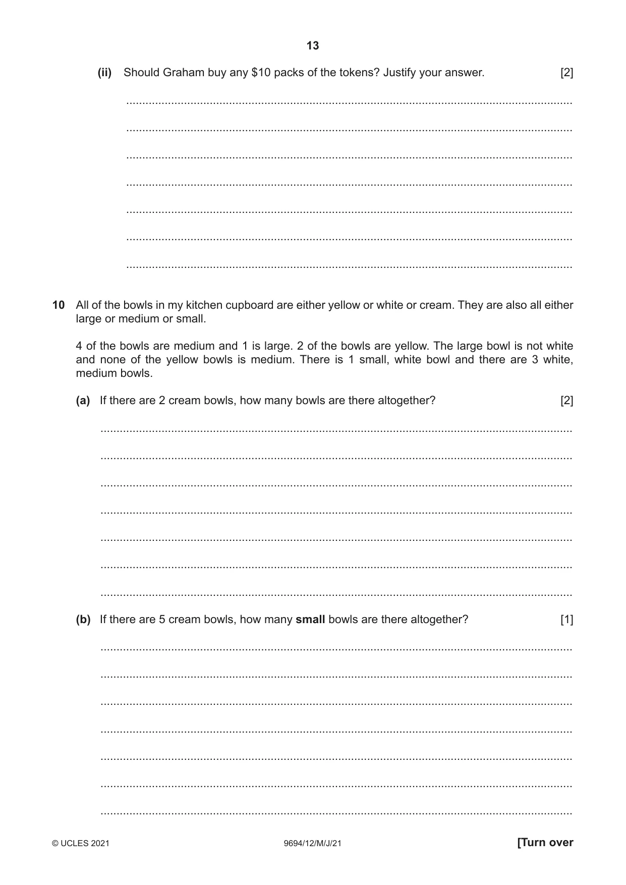 Cambridge A Level Thinking Skills 9694 2021 May/June Paper 1 · Variant 2 question paper, page 13 of 20
