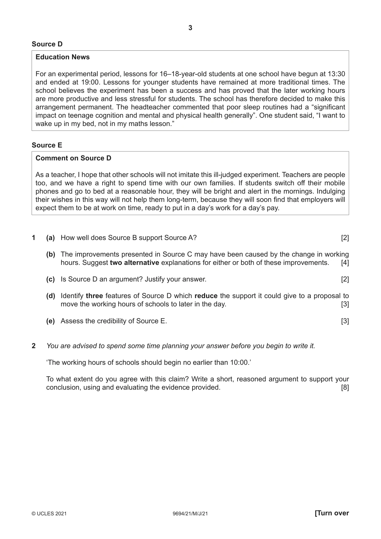 Cambridge A Level Thinking Skills 9694 2021 May/June Paper 2 · Variant 1 question paper, page 3 of 8