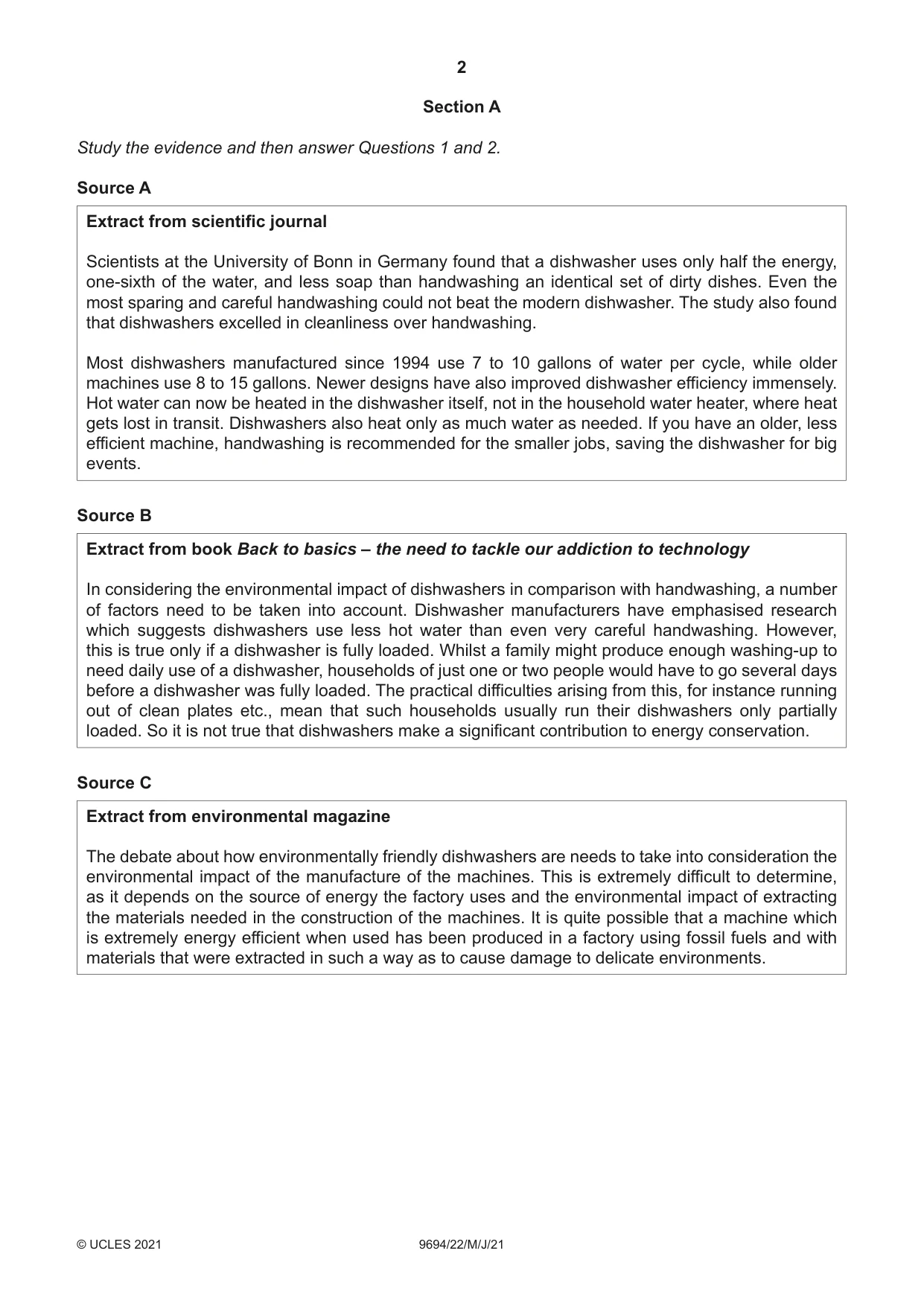 Cambridge A Level Thinking Skills 9694 2021 May/June Paper 2 · Variant 2 question paper, page 2 of 8