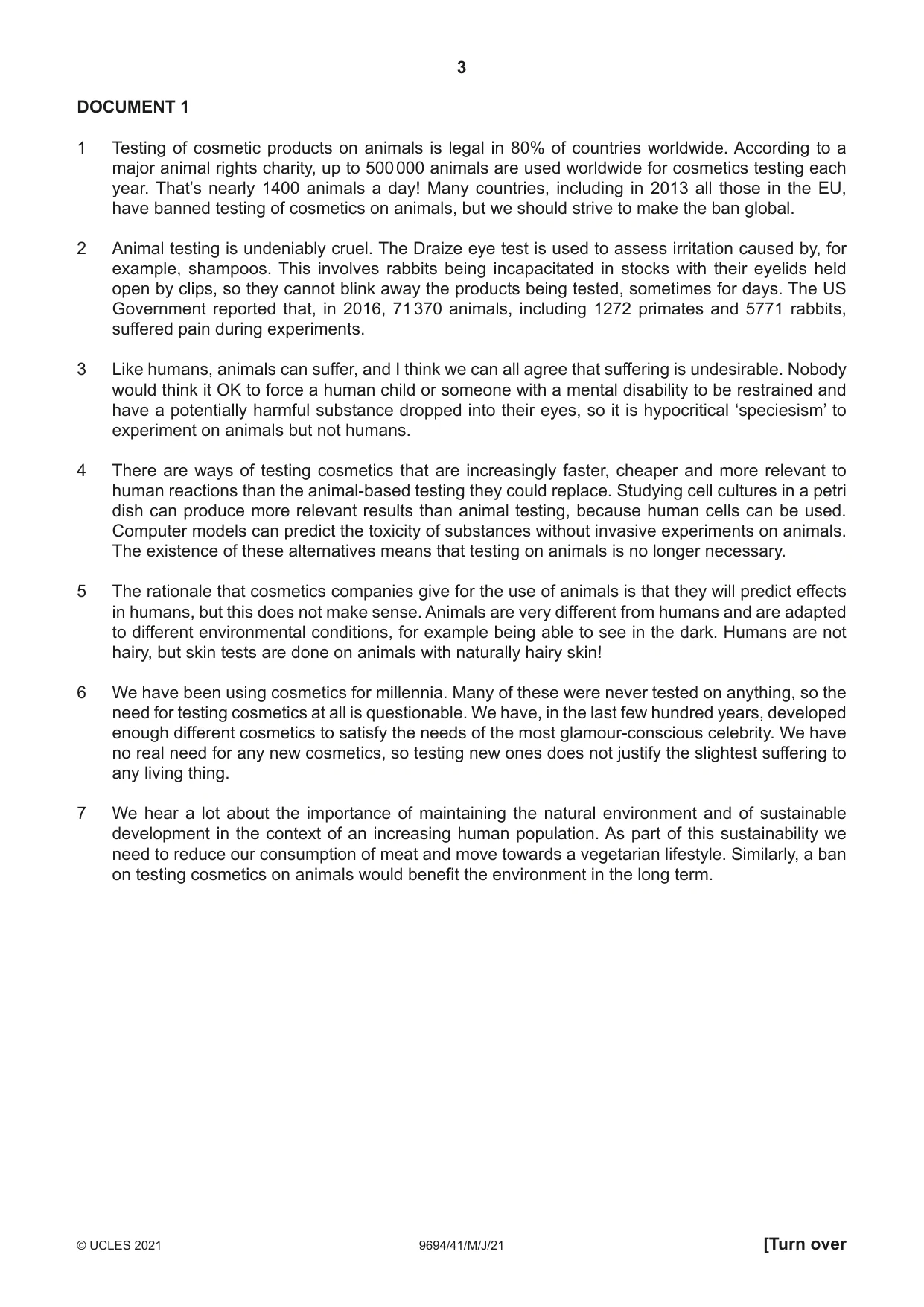 Cambridge A Level Thinking Skills 9694 2021 May/June Paper 4 · Variant 1 question paper, page 3 of 8