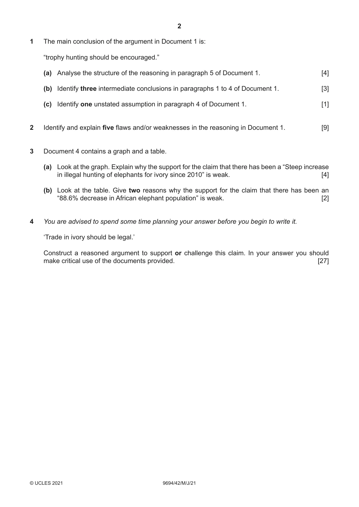 Cambridge A Level Thinking Skills 9694 2021 May/June Paper 4 · Variant 2 question paper, page 2 of 8