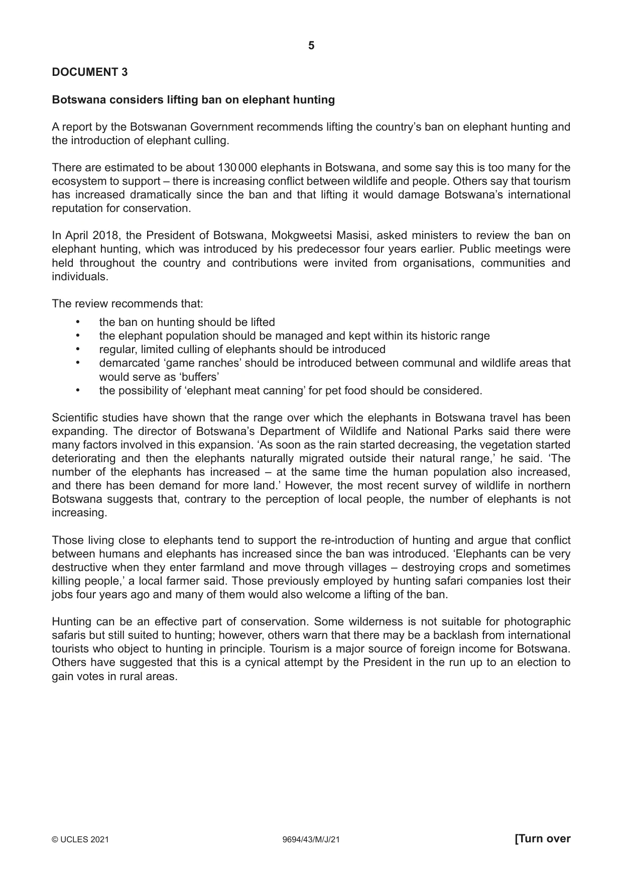 Cambridge A Level Thinking Skills 9694 2021 May/June Paper 4 · Variant 3 question paper, page 5 of 8