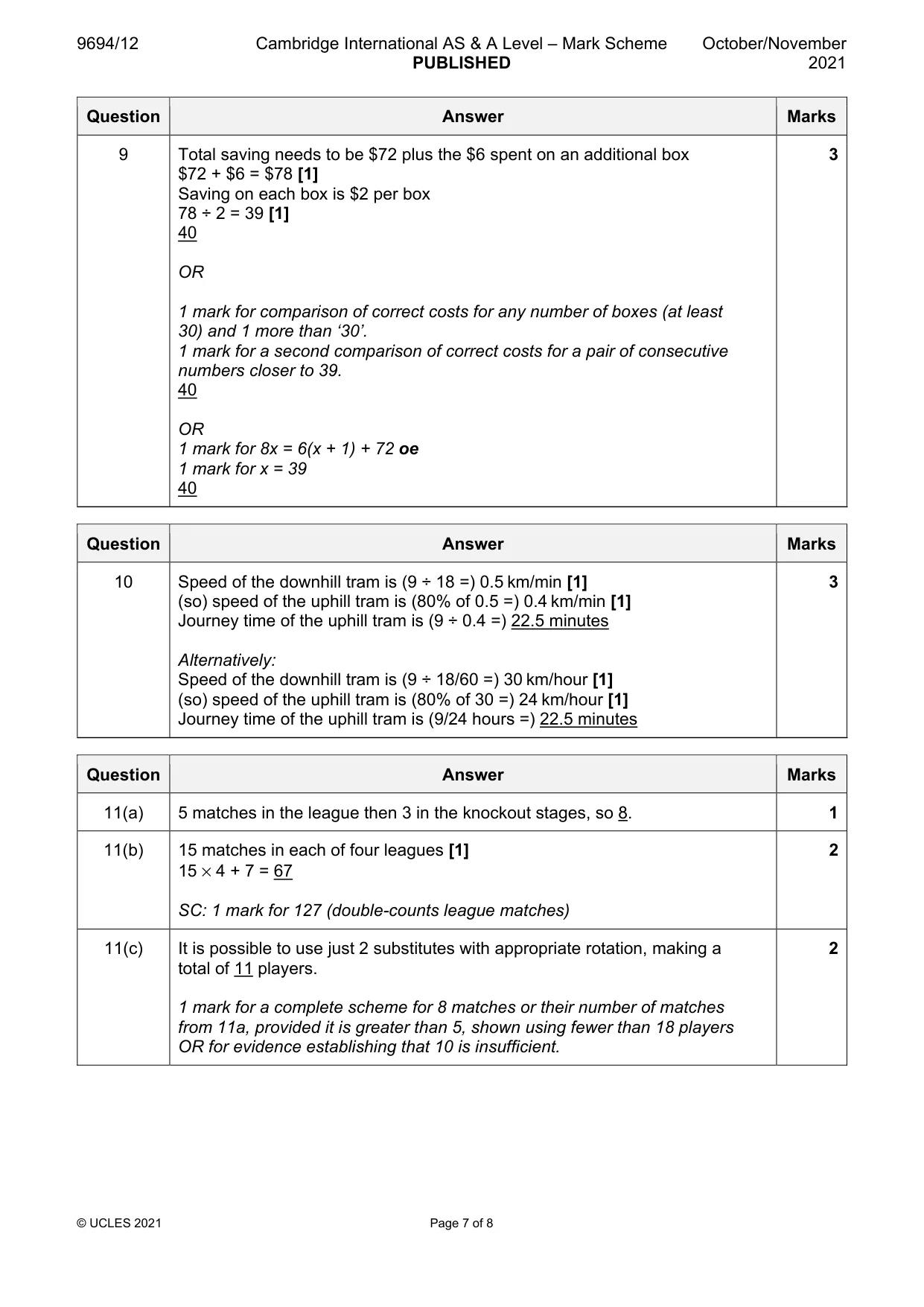 Mark scheme, page 7 of 8