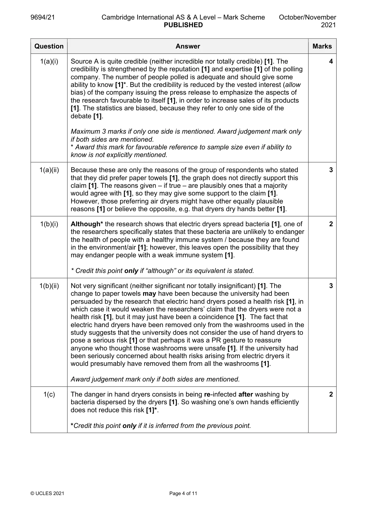Mark scheme, page 4 of 11