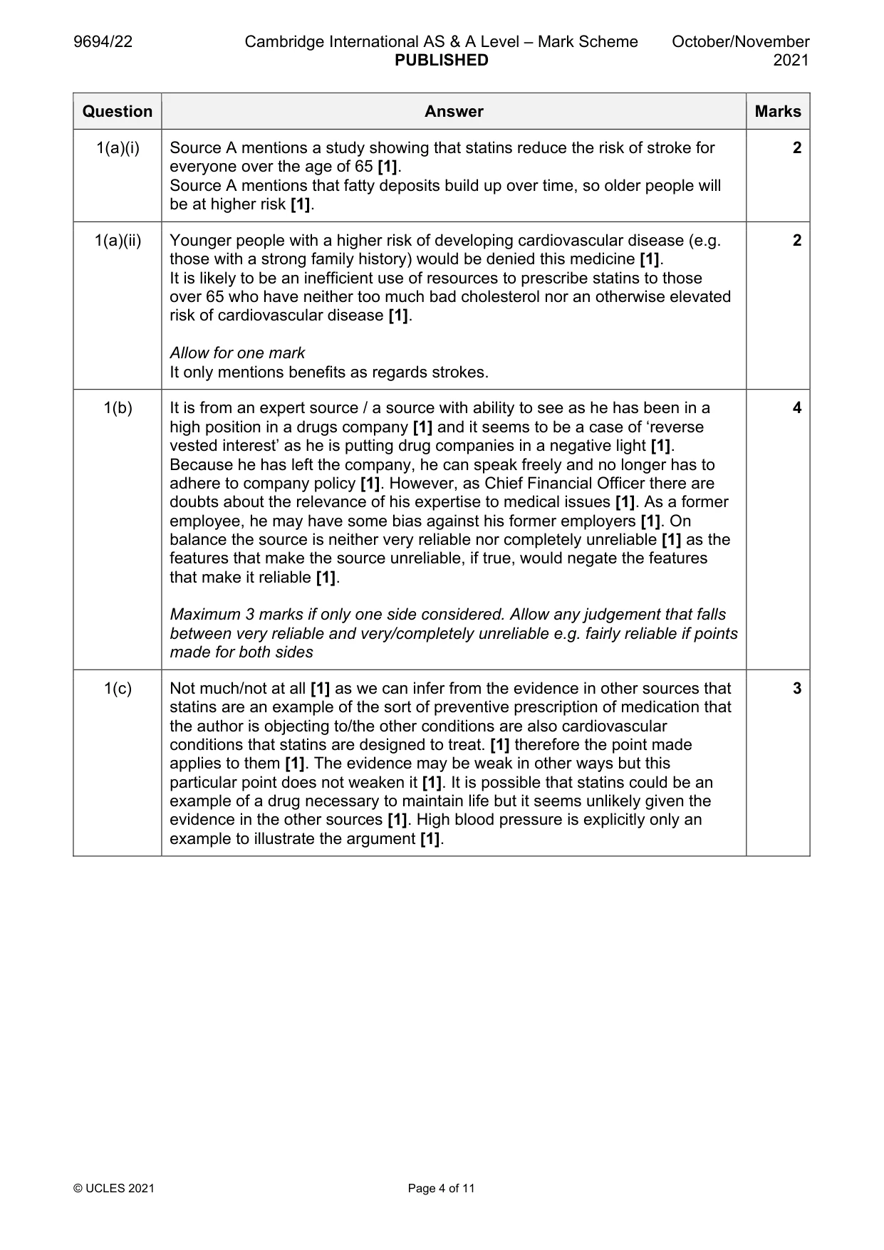 Mark scheme, page 4 of 11