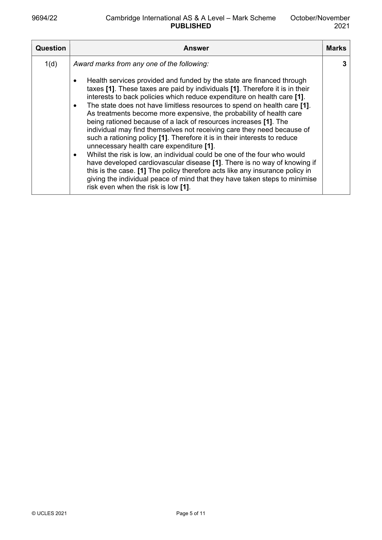 Mark scheme, page 5 of 11