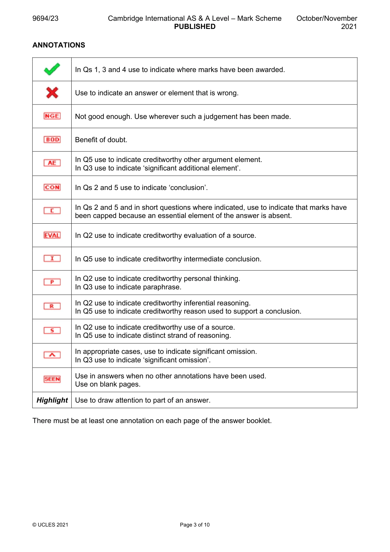 Mark scheme, page 3 of 10