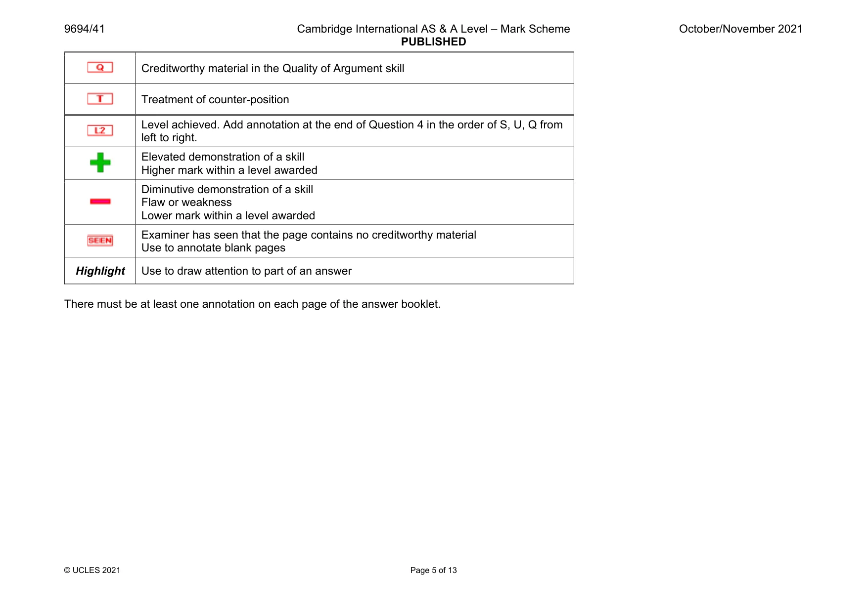 Mark scheme, page 5 of 13