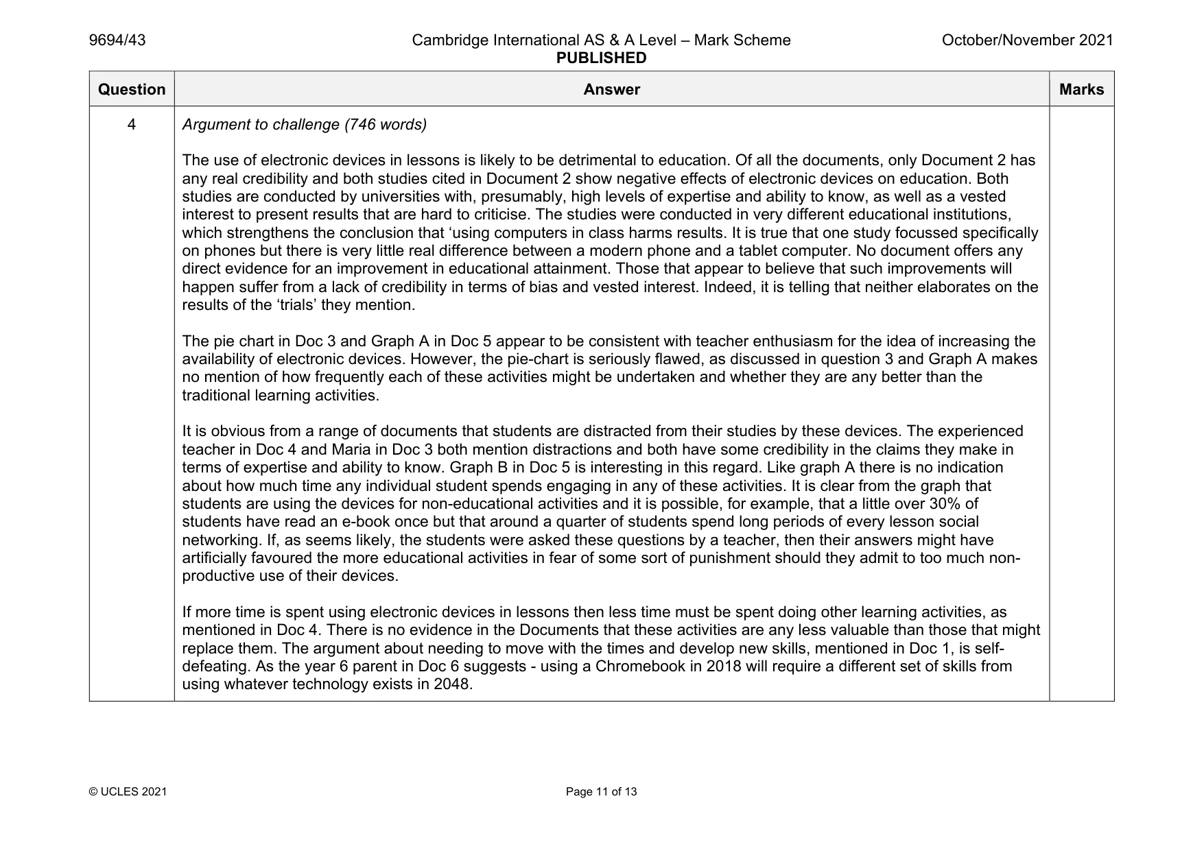 Mark scheme, page 11 of 13