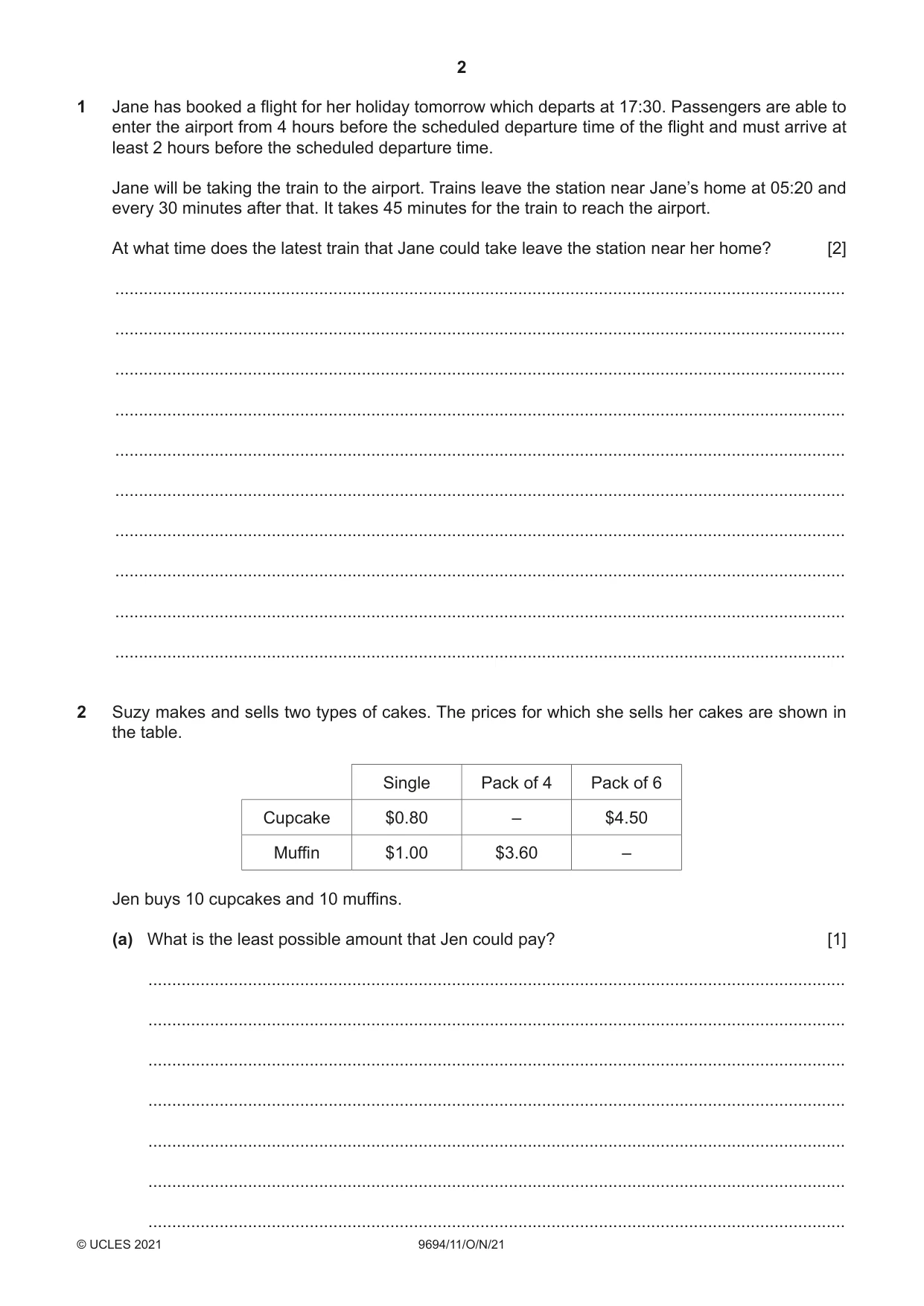 Cambridge A Level Thinking Skills 9694 2021 Oct/Nov Paper 1 · Variant 1 question paper, page 2 of 16