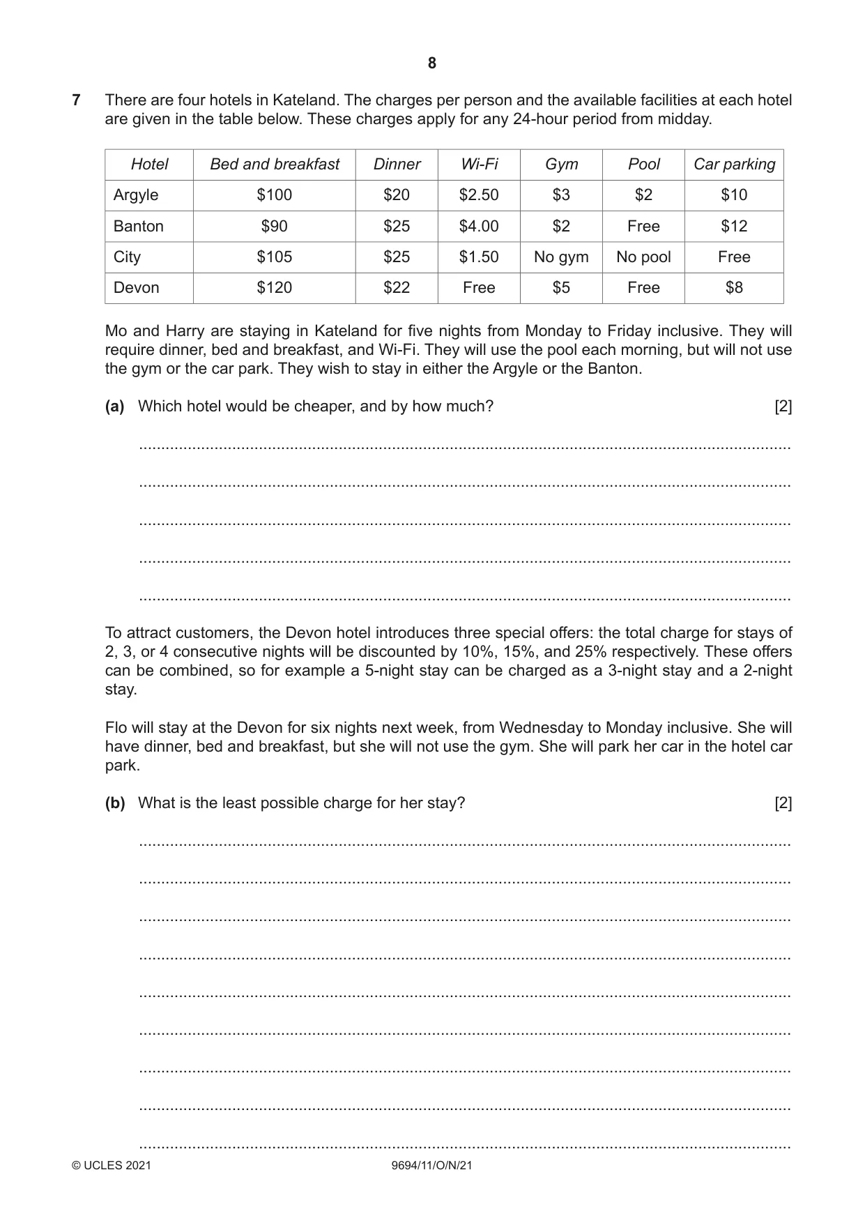 Cambridge A Level Thinking Skills 9694 2021 Oct/Nov Paper 1 · Variant 1 question paper, page 8 of 16