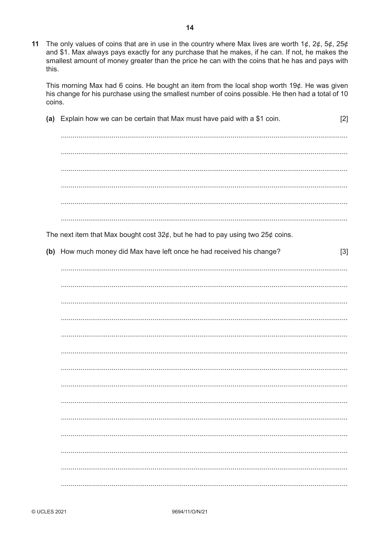 Cambridge A Level Thinking Skills 9694 2021 Oct/Nov Paper 1 · Variant 1 question paper, page 14 of 16