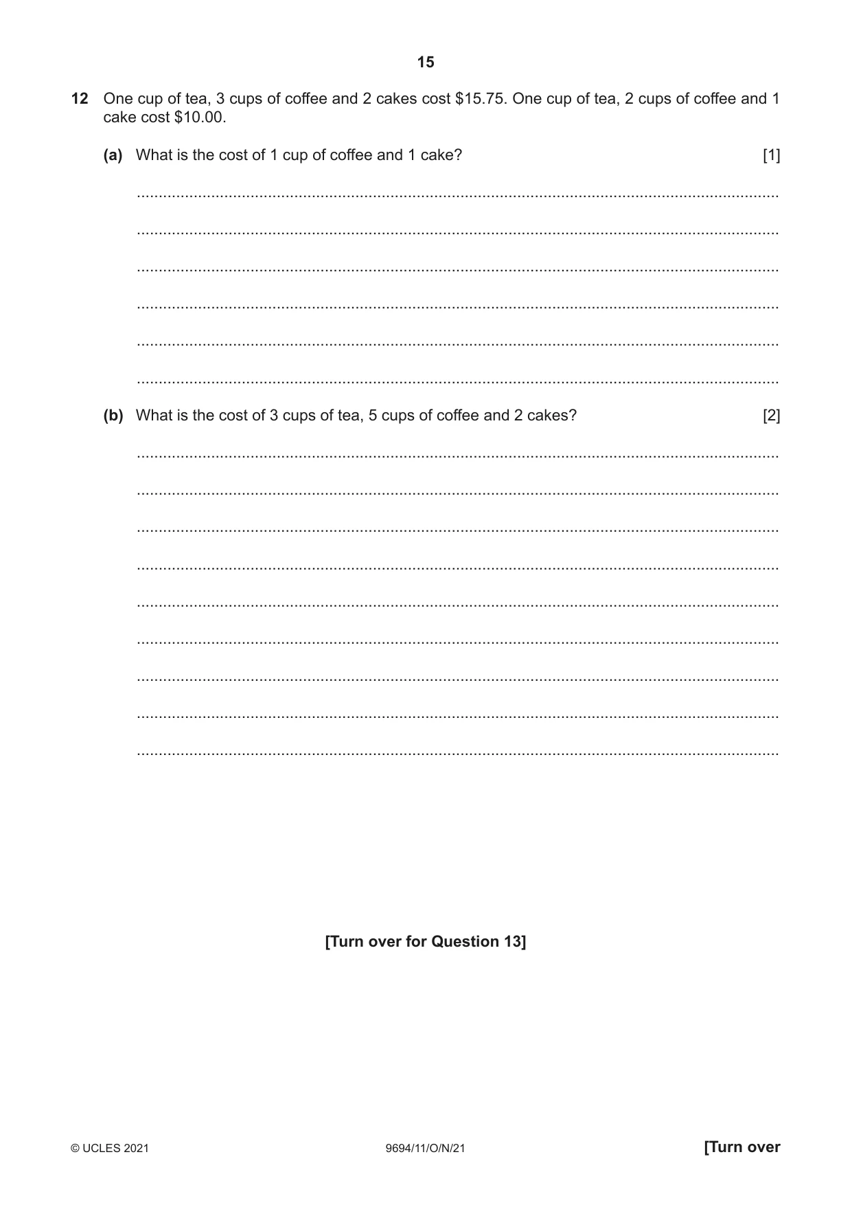 Cambridge A Level Thinking Skills 9694 2021 Oct/Nov Paper 1 · Variant 1 question paper, page 15 of 16