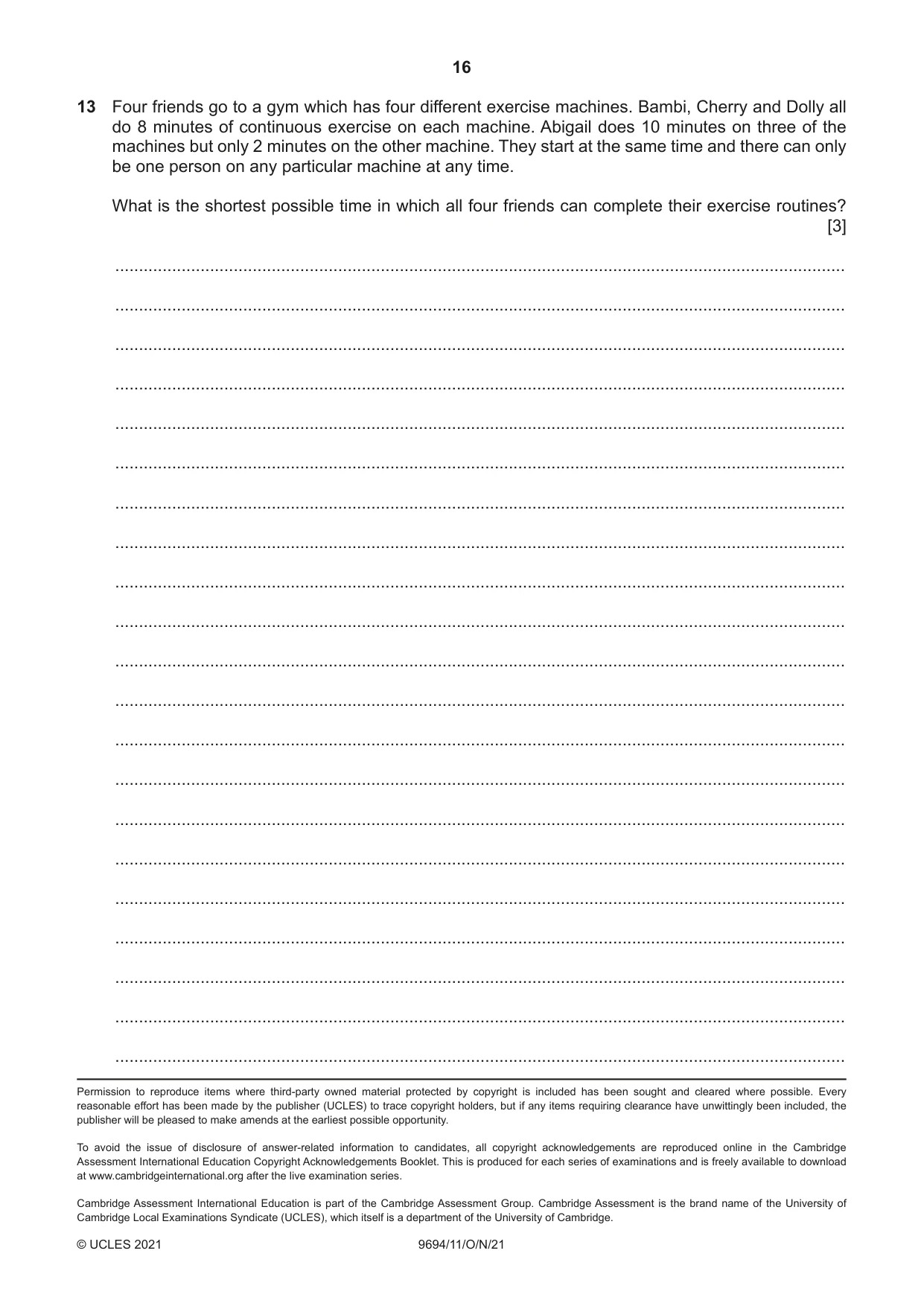 Cambridge A Level Thinking Skills 9694 2021 Oct/Nov Paper 1 · Variant 1 question paper, page 16 of 16
