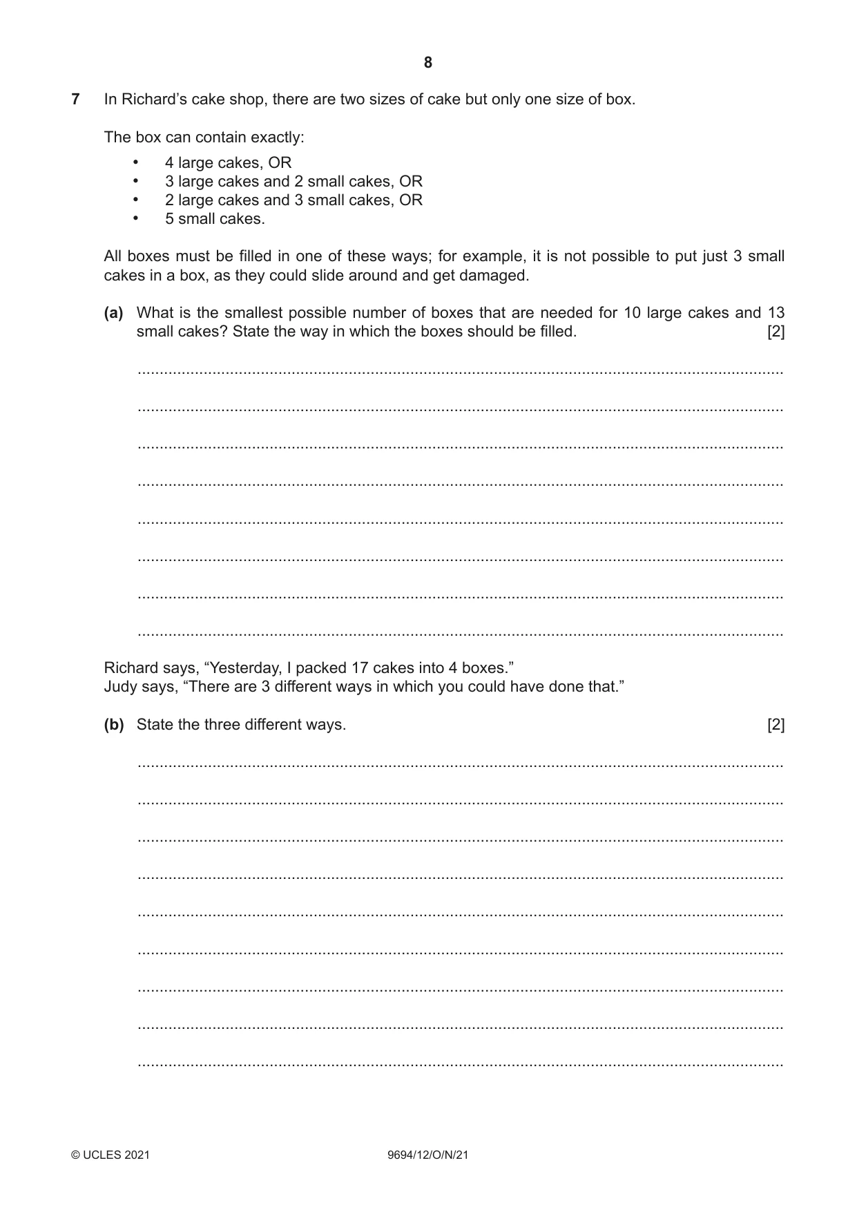 Cambridge A Level Thinking Skills 9694 2021 Oct/Nov Paper 1 · Variant 2 question paper, page 8 of 16