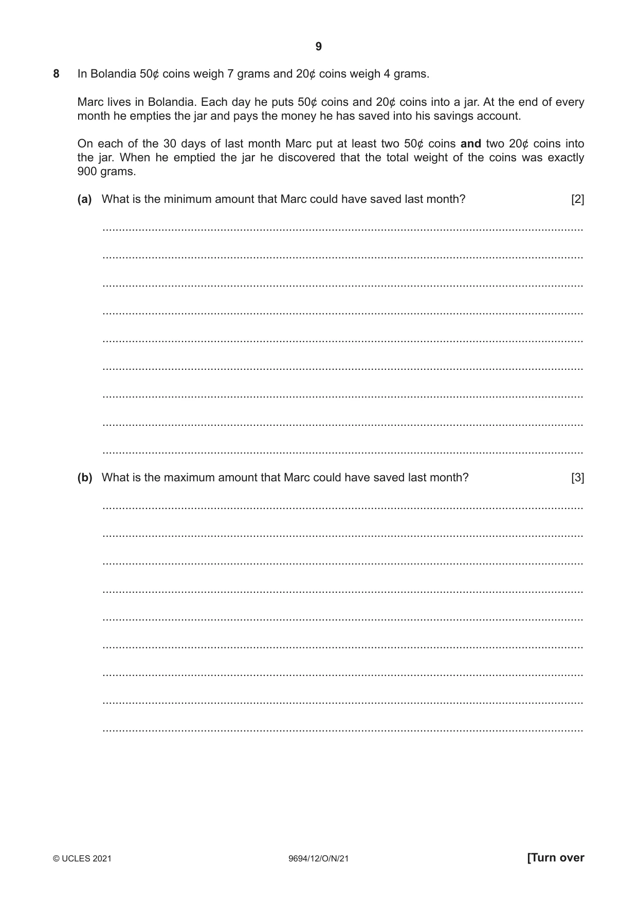 Cambridge A Level Thinking Skills 9694 2021 Oct/Nov Paper 1 · Variant 2 question paper, page 9 of 16