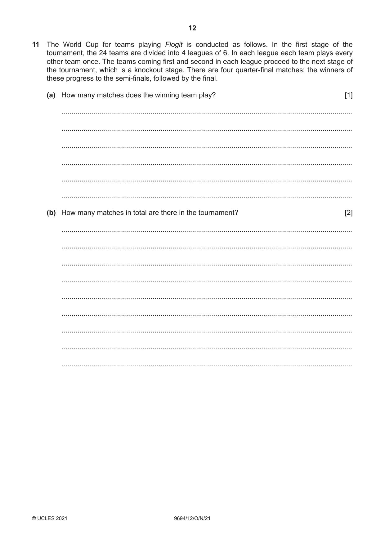 Cambridge A Level Thinking Skills 9694 2021 Oct/Nov Paper 1 · Variant 2 question paper, page 12 of 16