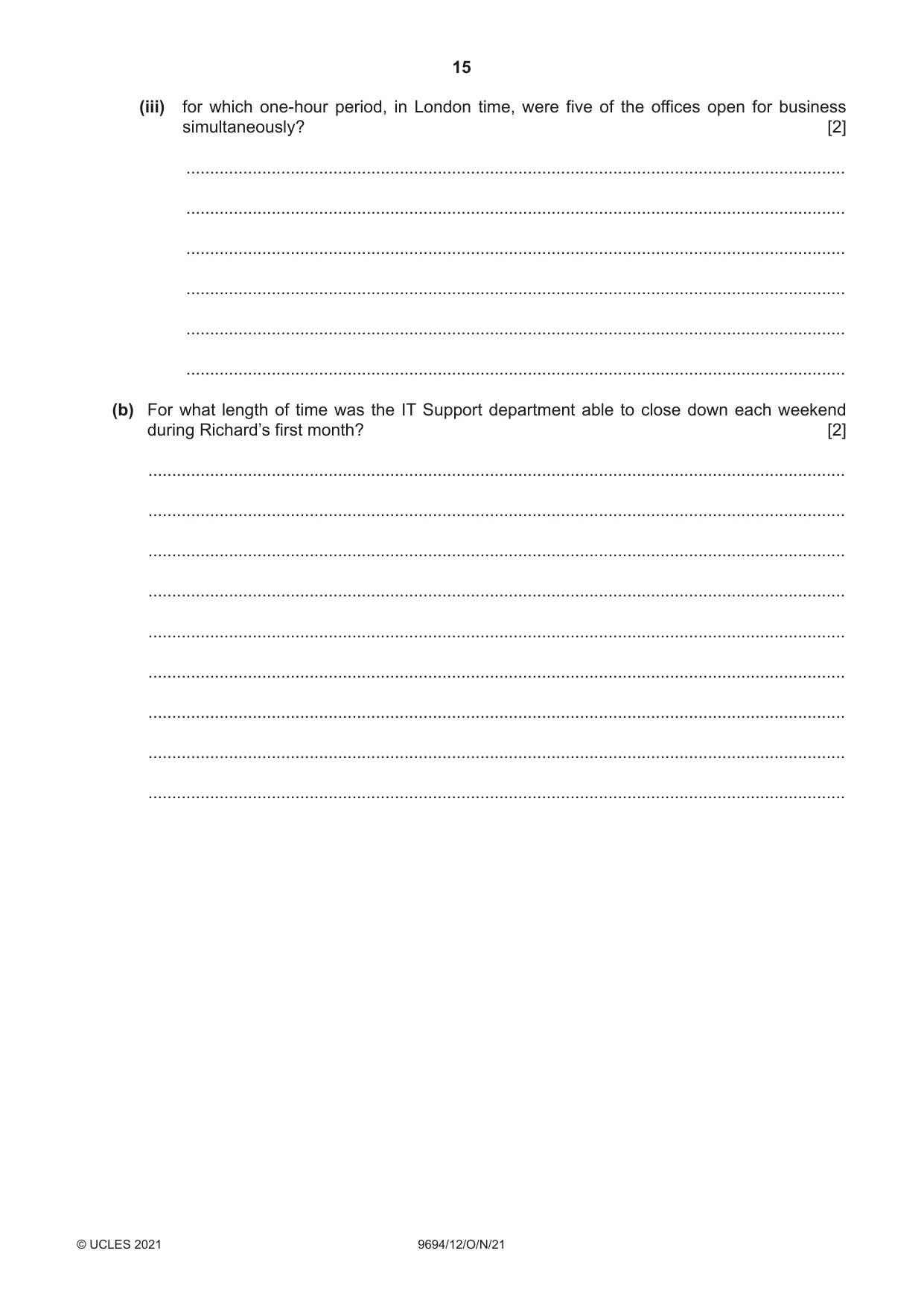 Cambridge A Level Thinking Skills 9694 2021 Oct/Nov Paper 1 · Variant 2 question paper, page 15 of 16