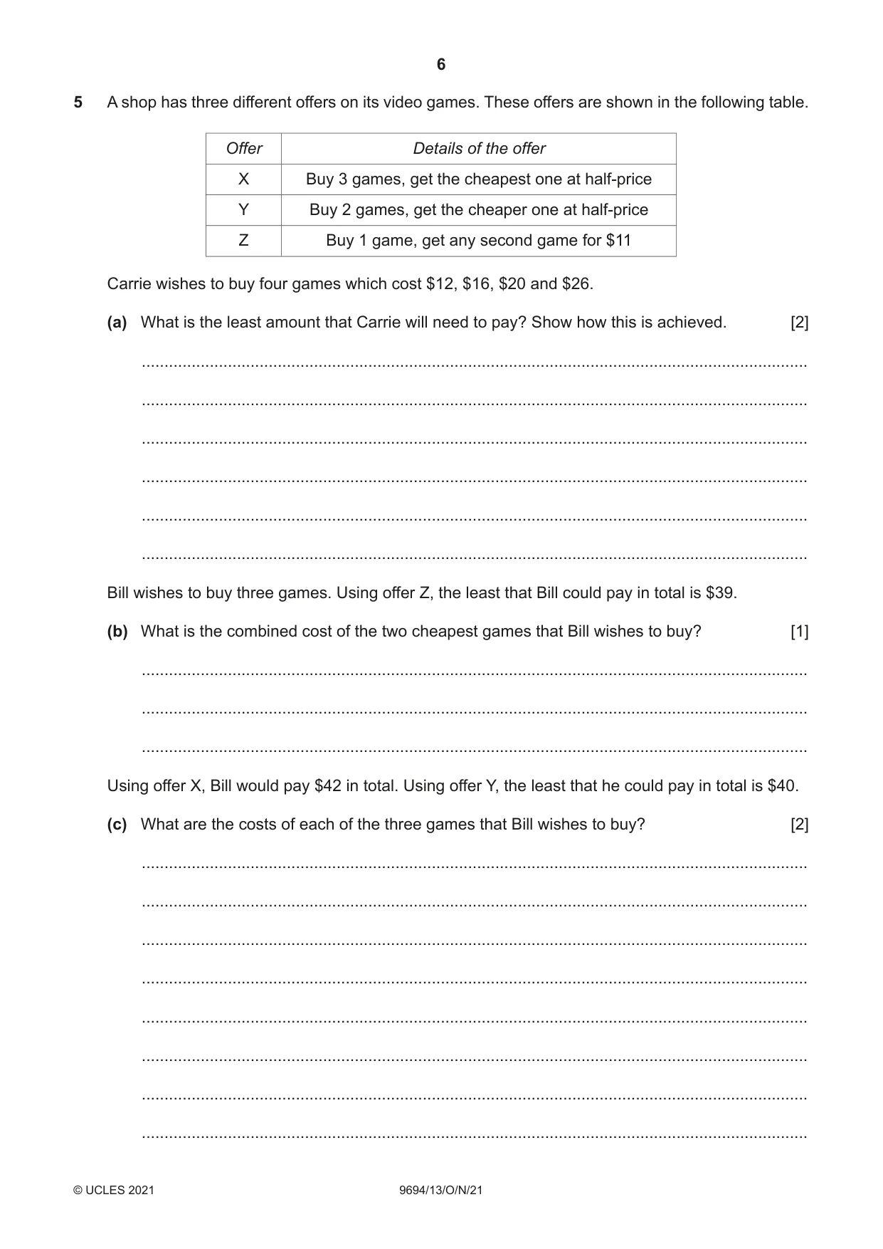 Cambridge A Level Thinking Skills 9694 2021 Oct/Nov Paper 1 · Variant 3 question paper, page 6 of 16