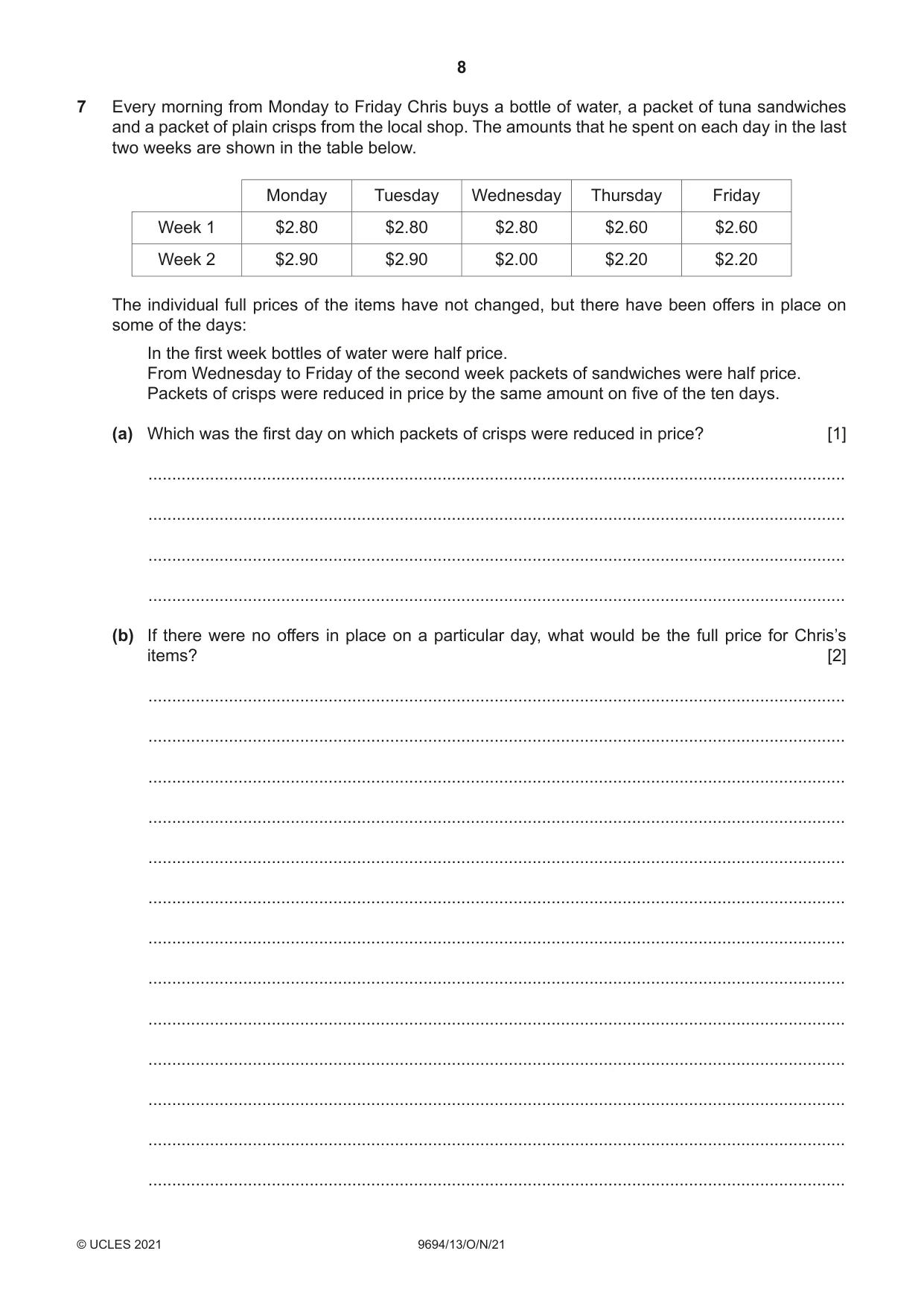 Cambridge A Level Thinking Skills 9694 2021 Oct/Nov Paper 1 · Variant 3 question paper, page 8 of 16