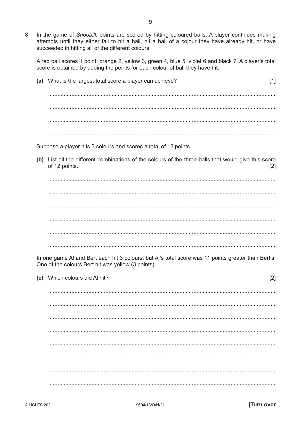 Cambridge A Level Thinking Skills 9694 2021 Oct/Nov Paper 1 · Variant 3 question paper, page 9 of 16