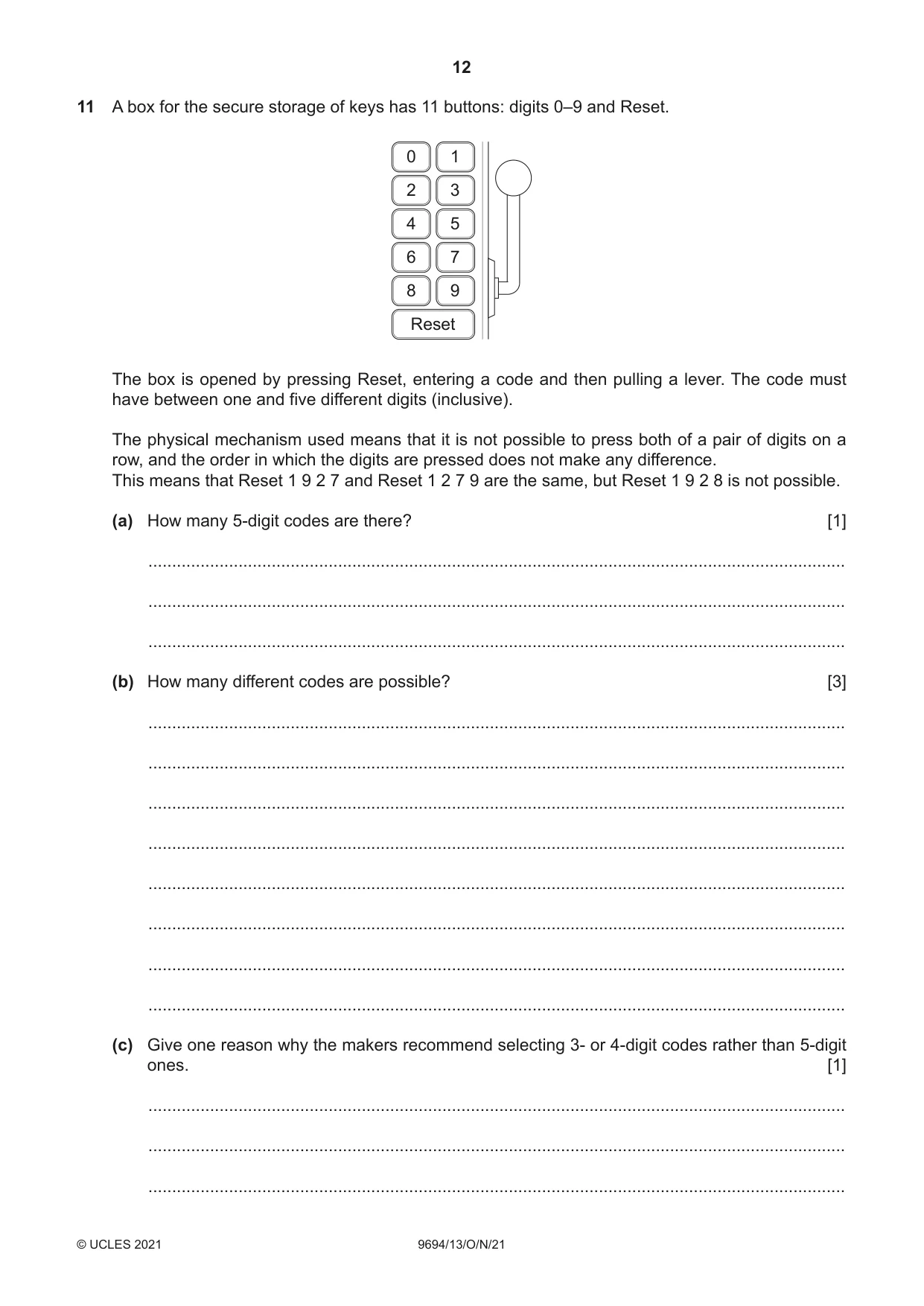 Cambridge A Level Thinking Skills 9694 2021 Oct/Nov Paper 1 · Variant 3 question paper, page 12 of 16