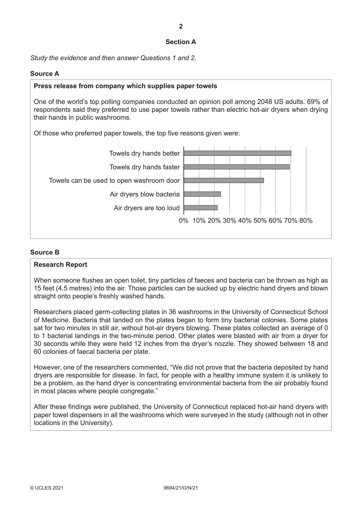 Cambridge A Level Thinking Skills 9694 2021 Oct/Nov Paper 2 · Variant 1 question paper, page 2 of 8