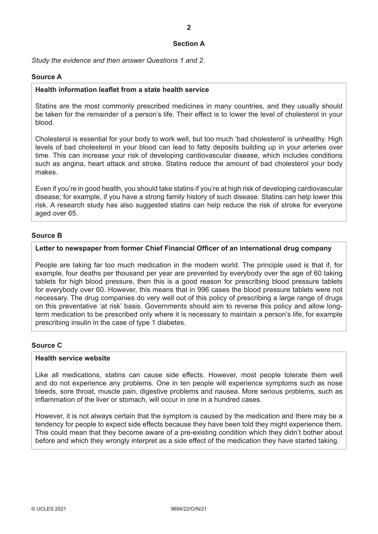 Cambridge A Level Thinking Skills 9694 2021 Oct/Nov Paper 2 · Variant 2 question paper, page 2 of 8