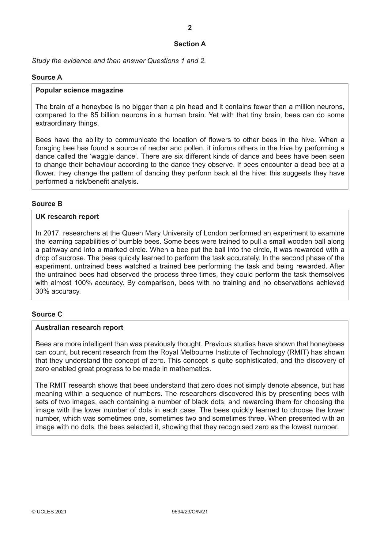 Cambridge A Level Thinking Skills 9694 2021 Oct/Nov Paper 2 · Variant 3 question paper, page 2 of 8