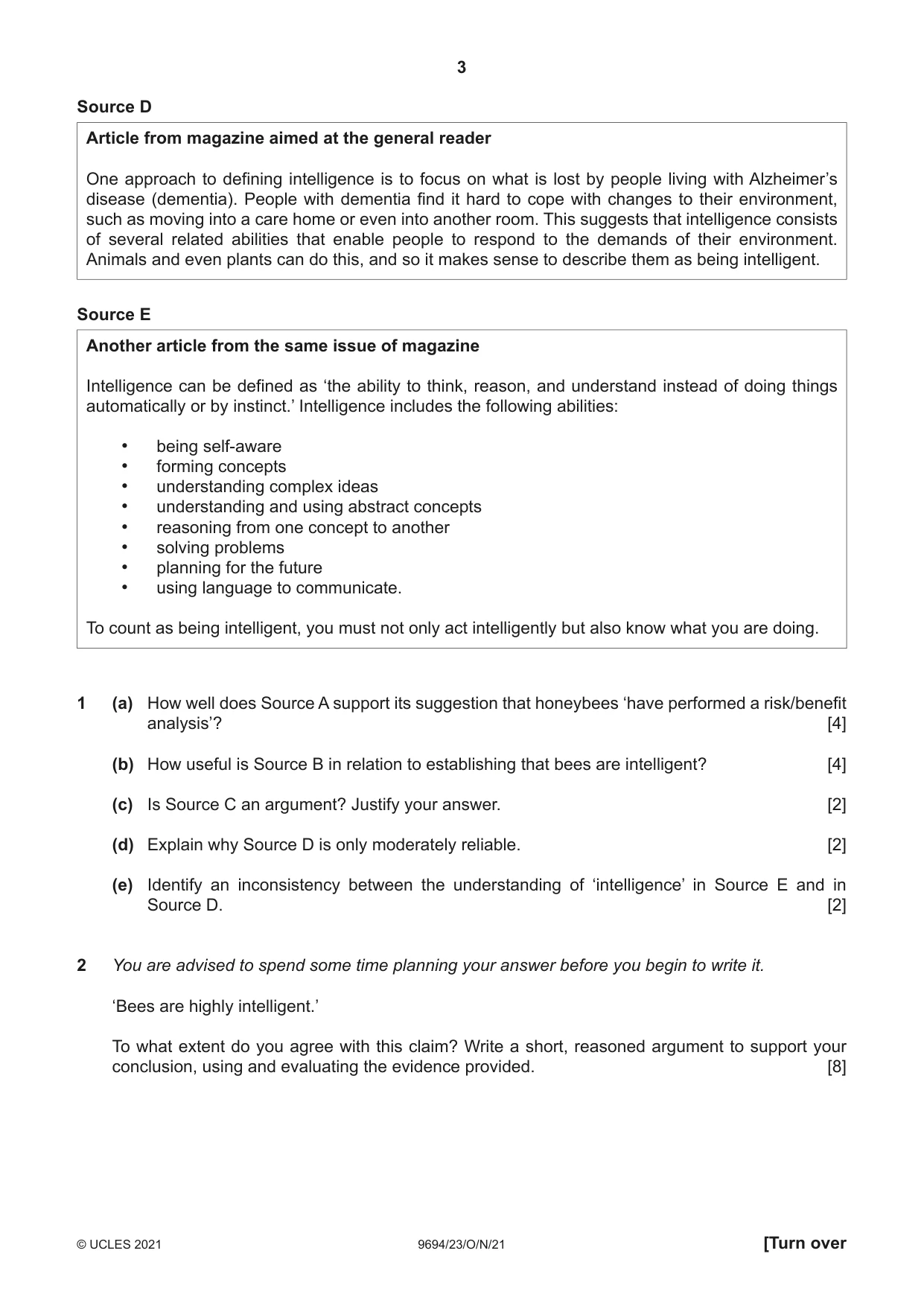 Cambridge A Level Thinking Skills 9694 2021 Oct/Nov Paper 2 · Variant 3 question paper, page 3 of 8