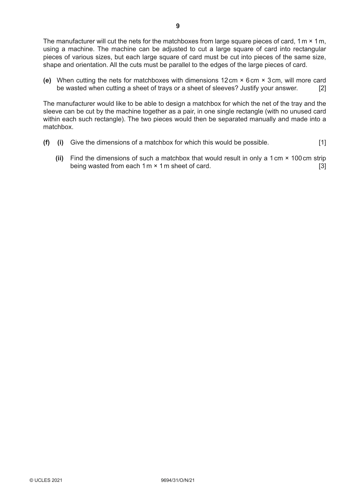 Cambridge A Level Thinking Skills 9694 2021 Oct/Nov Paper 3 · Variant 1 question paper, page 9 of 12