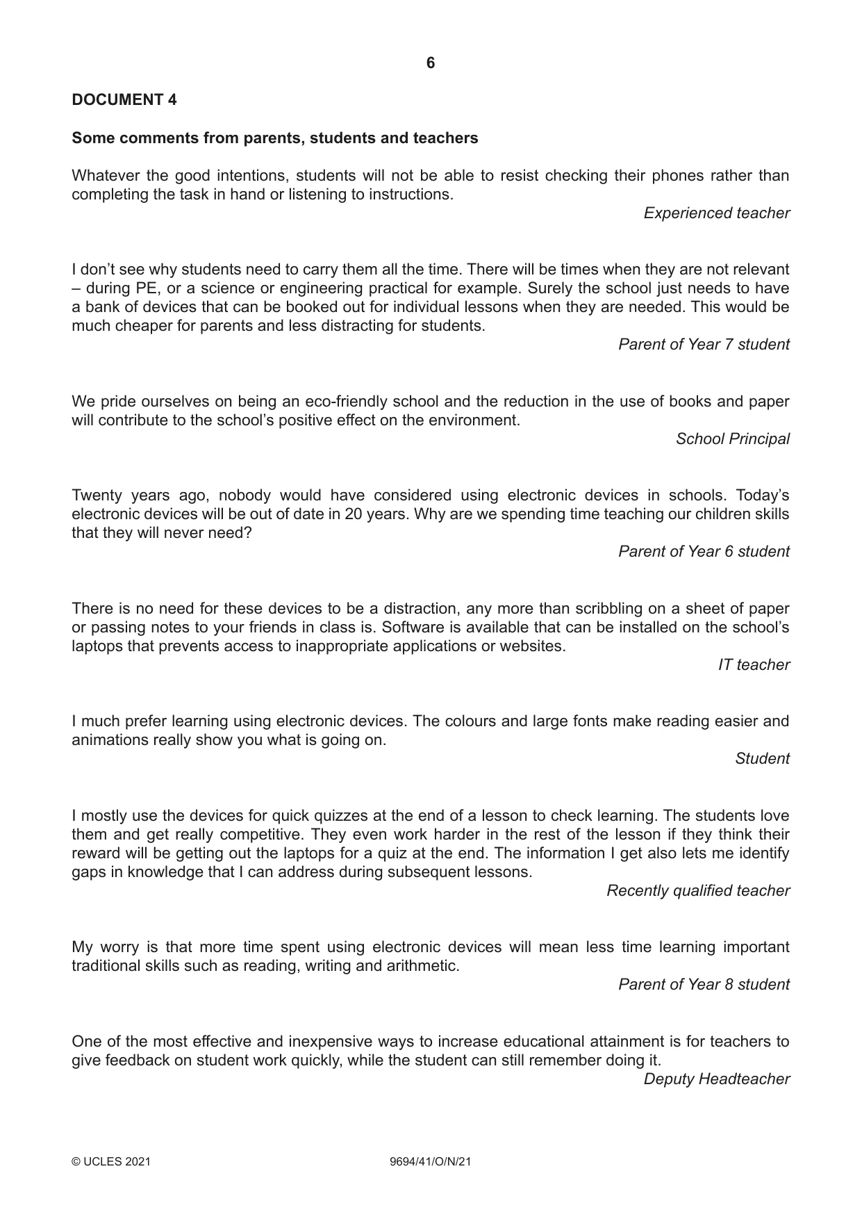 Cambridge A Level Thinking Skills 9694 2021 Oct/Nov Paper 4 · Variant 1 question paper, page 6 of 8