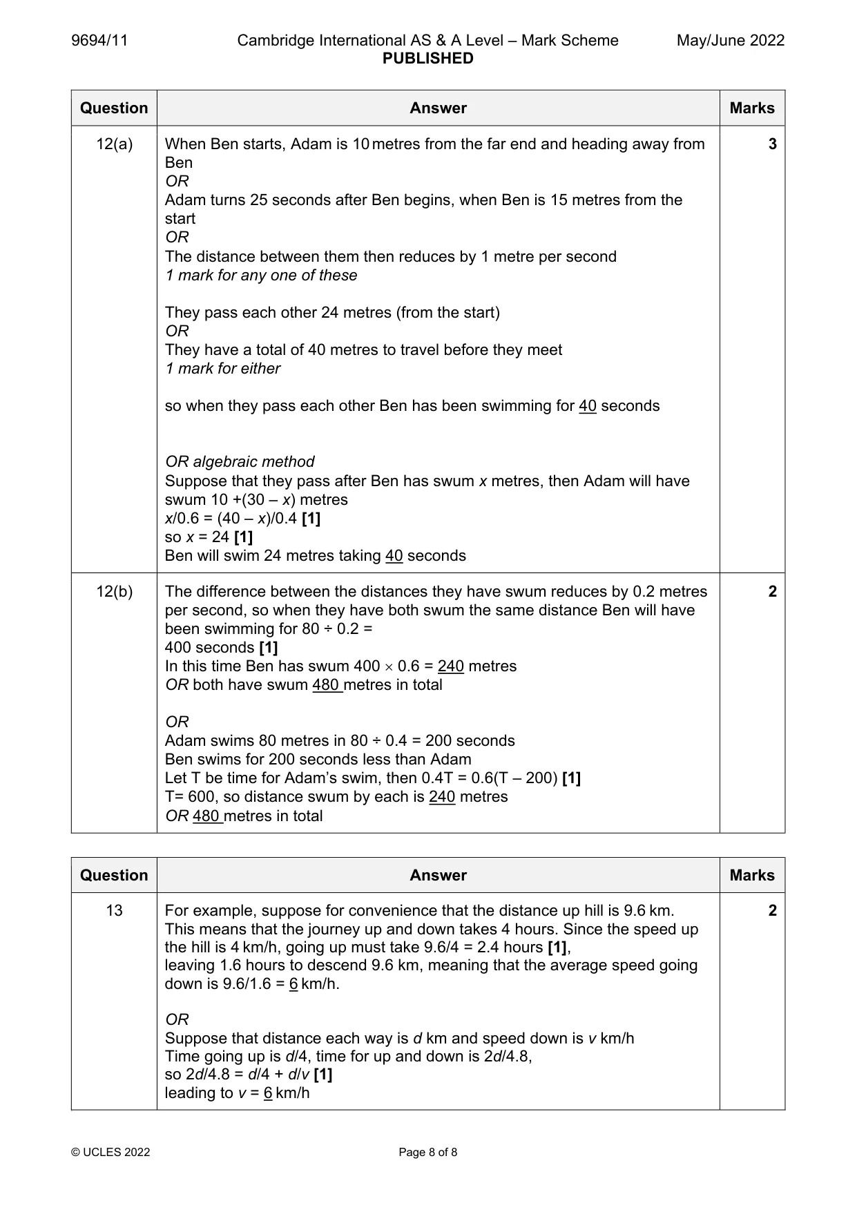Mark scheme, page 8 of 8