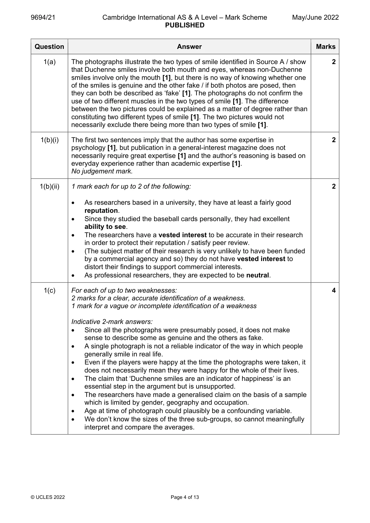 Mark scheme, page 4 of 13