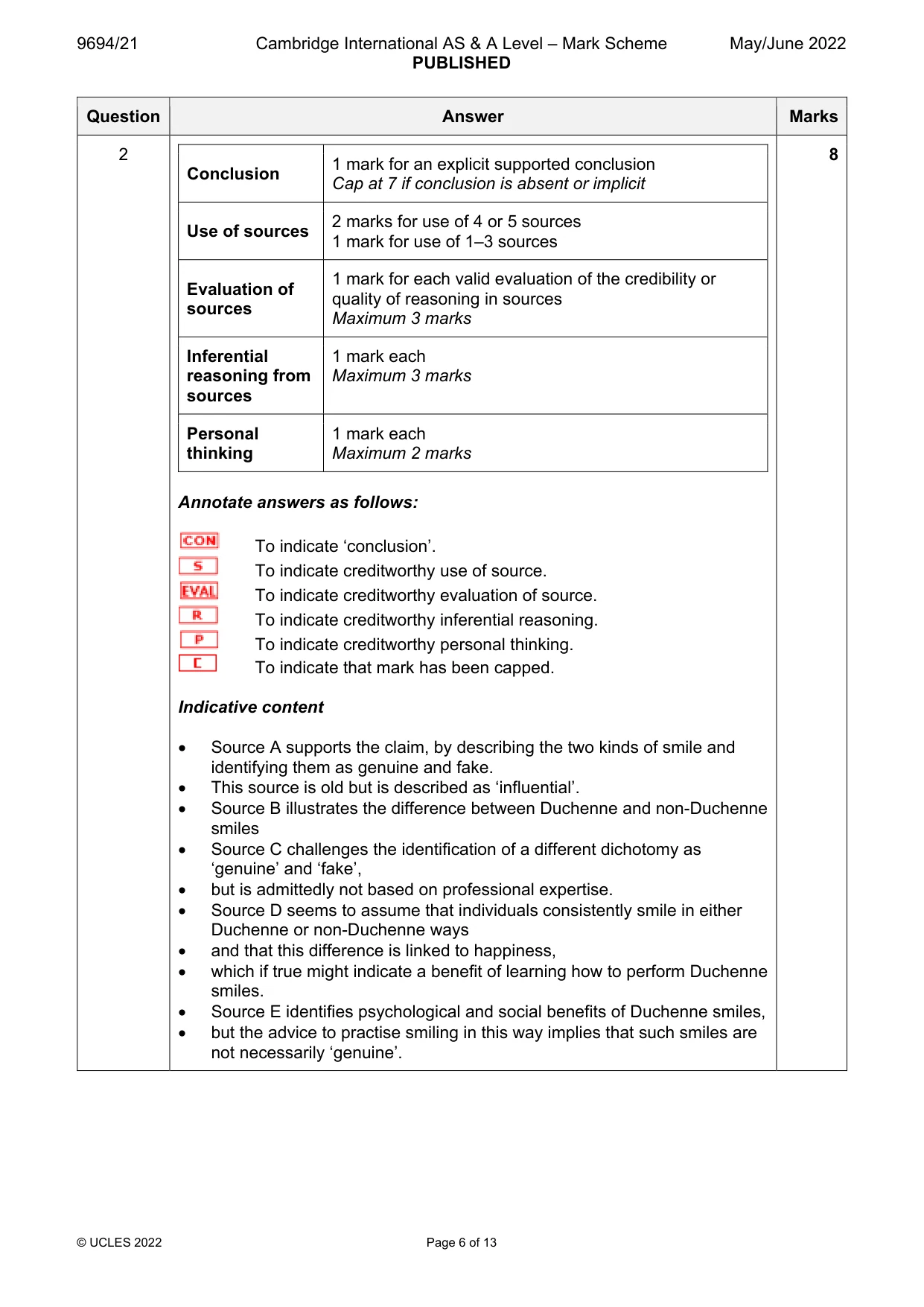 Mark scheme, page 6 of 13