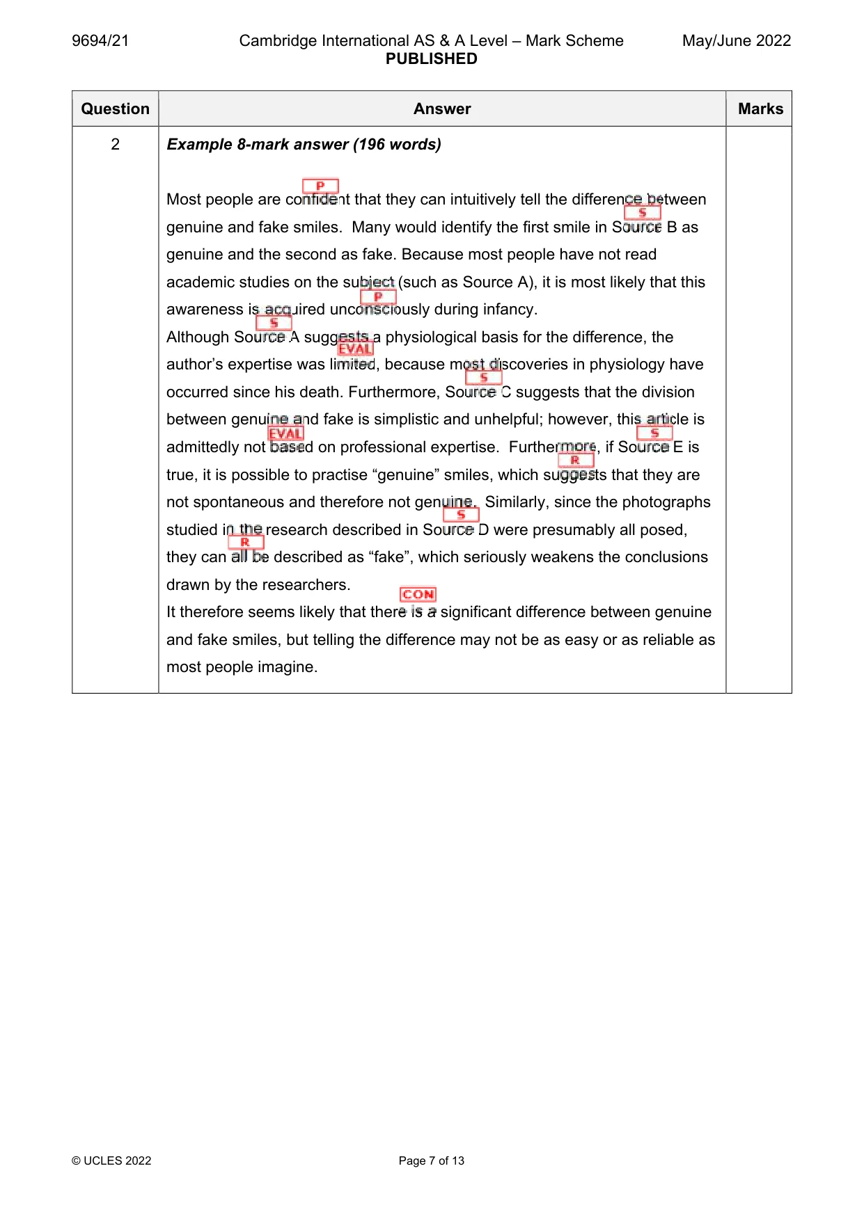 Mark scheme, page 7 of 13