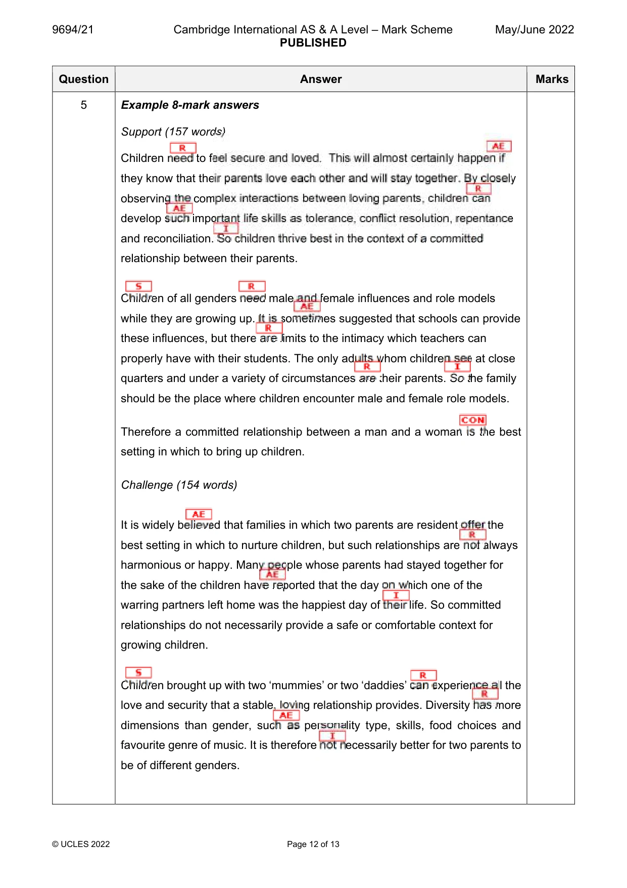 Mark scheme, page 12 of 13