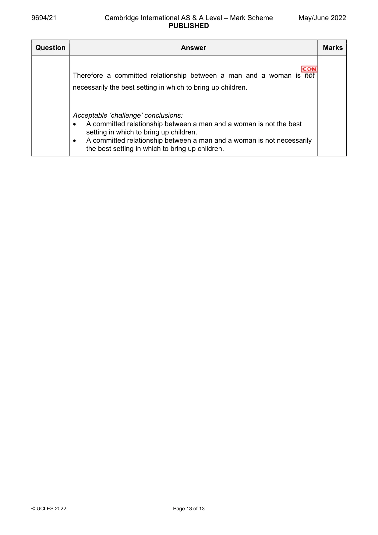 Mark scheme, page 13 of 13