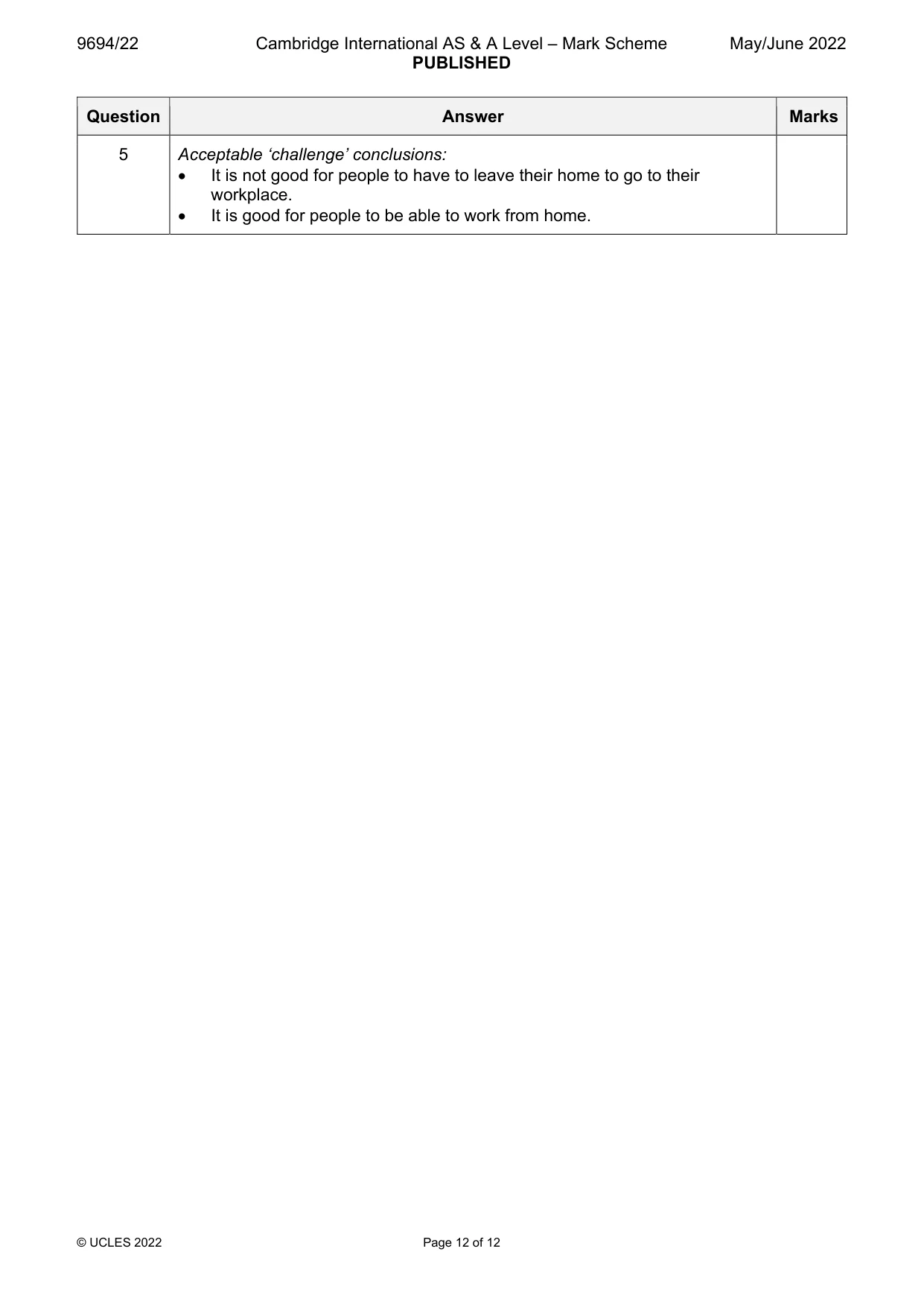 Mark scheme, page 12 of 12
