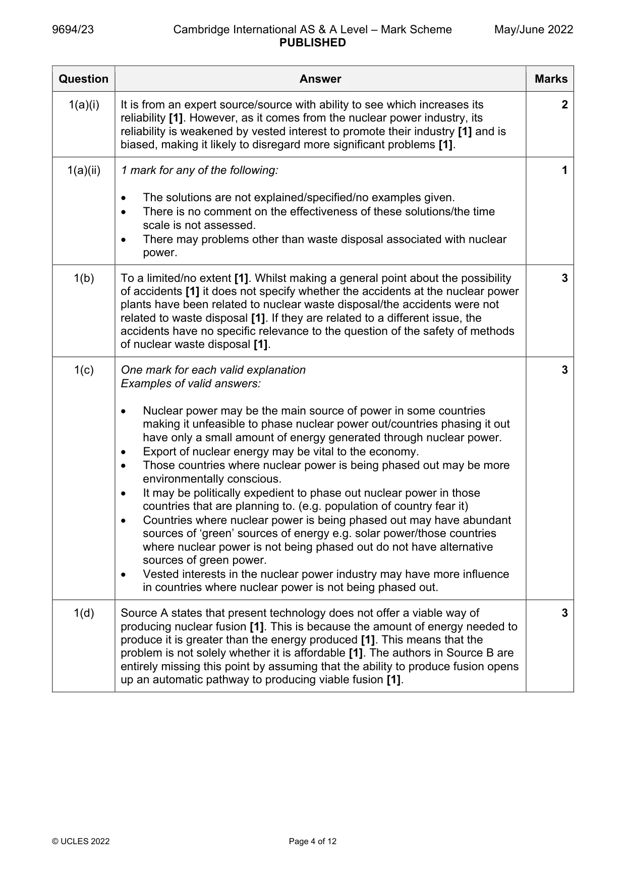 Mark scheme, page 4 of 12